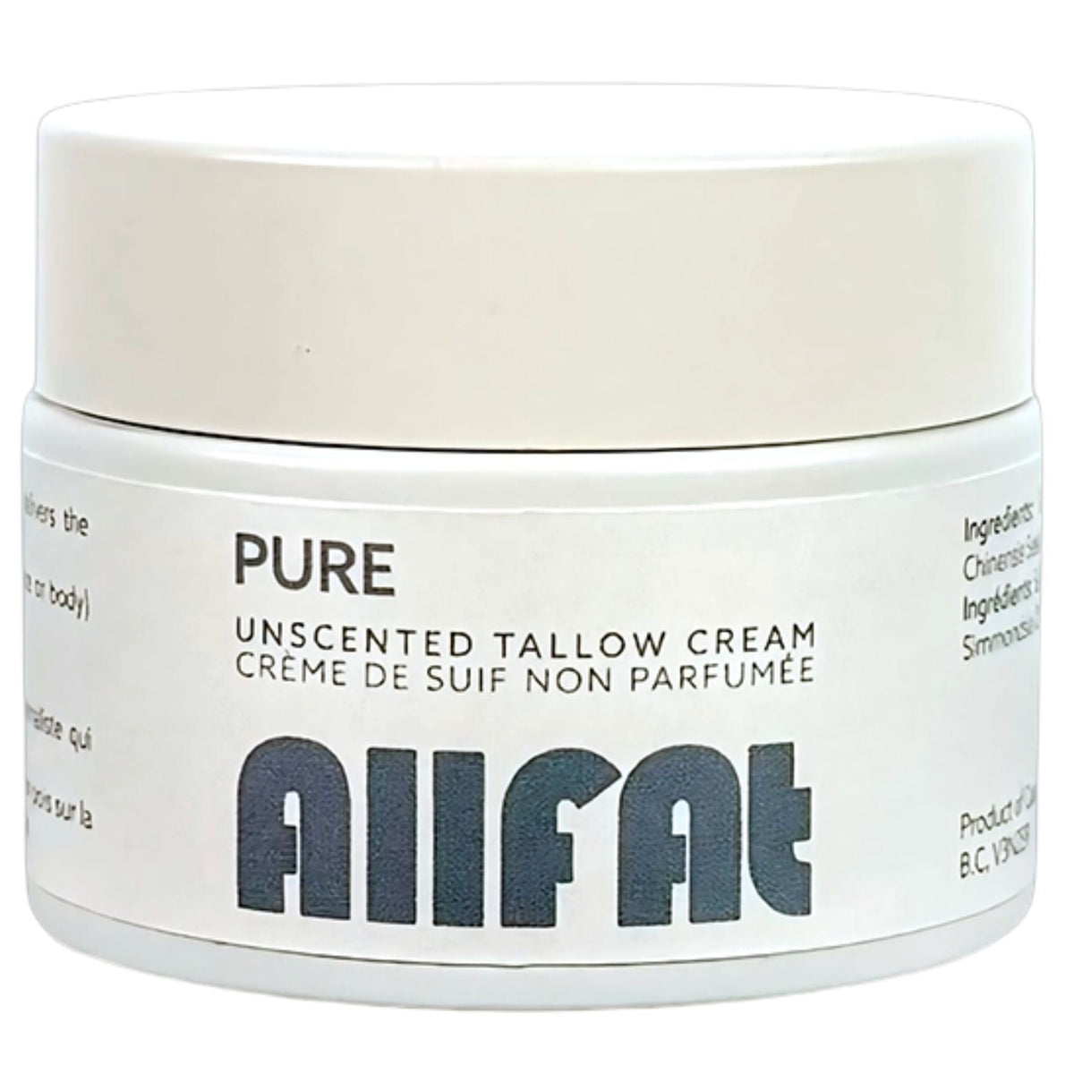Allfat Skincare Pure Unscented Tallow Cream 50ml - Nature's Source Inc