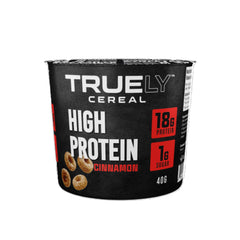 Truely Cereal Cup Cinnamon 40g - High-Protein Healthy Snack, Suitable for Athletes, Supports Muscle Growth, Recovery, and Overall Wellness