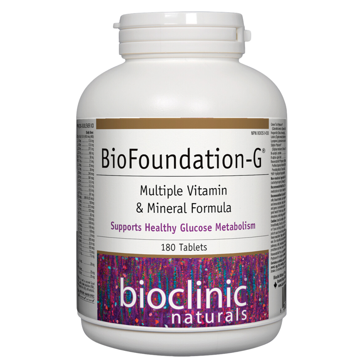 Bioclinic Naturals BioFoundation-G Multiple Vitamin & Mineral Formula 180 Tablets