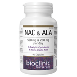 Bioclinic Naturals NAC & ALA 500mg 200mg 90 Vegetarian Capsules - Nature's Source Inc