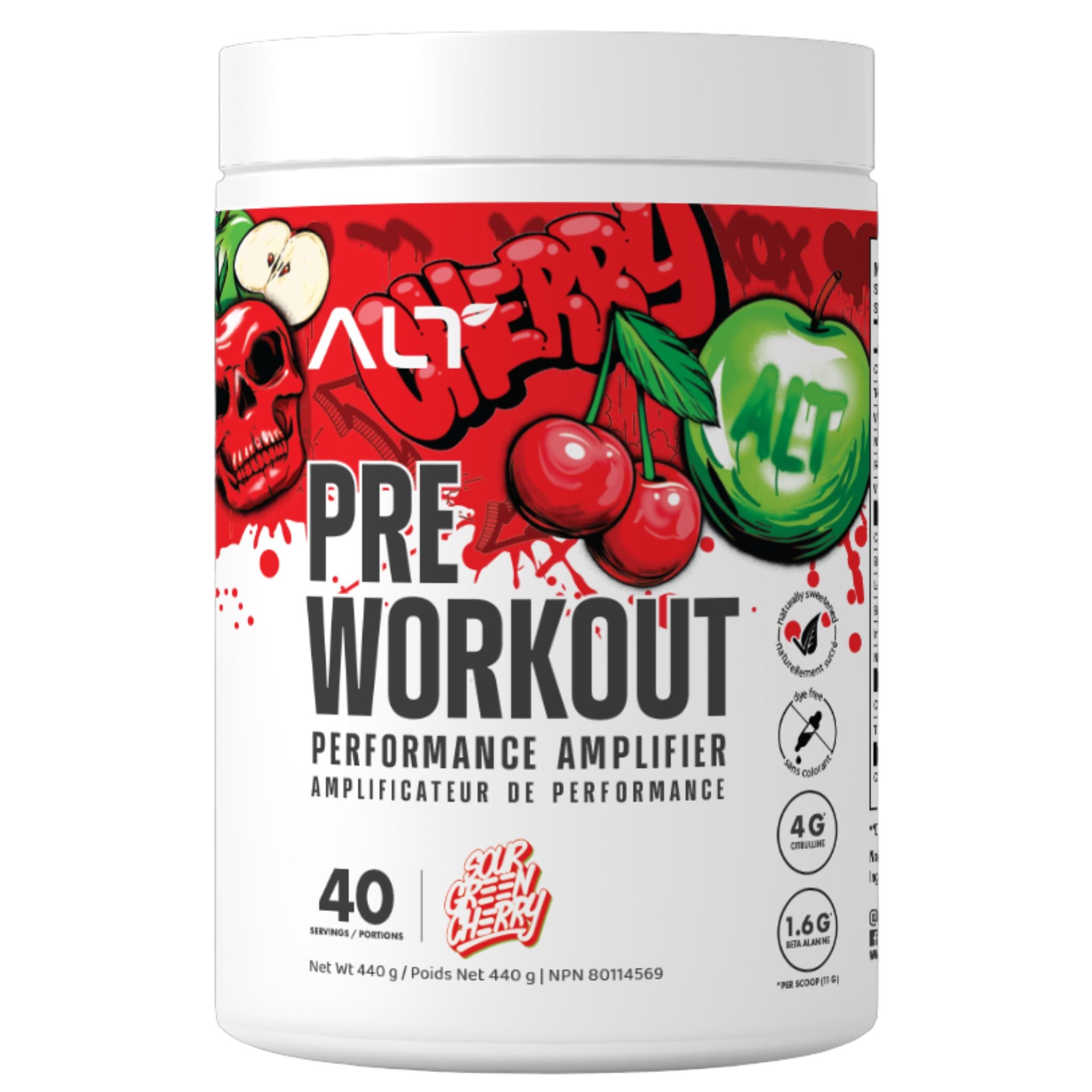 ALT Pre - Workout Sour Green Cherry 440g - Nature's Source Inc