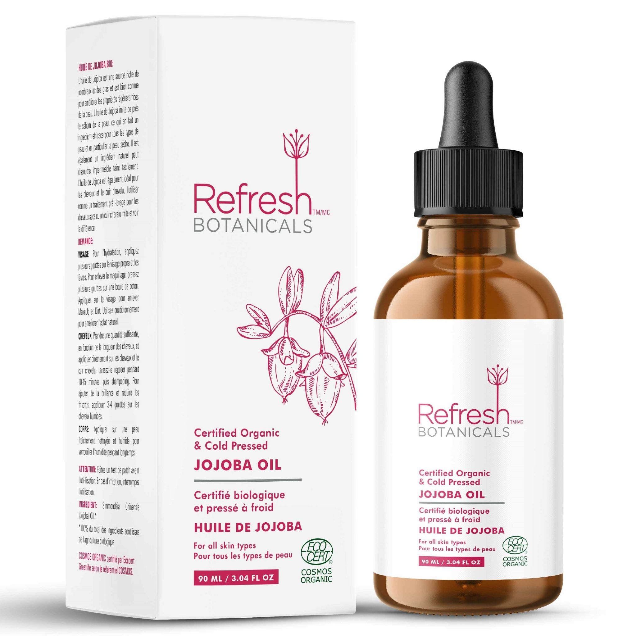 Refresh Botanicals Jojoba Oil Organic & Cold Pressed 90ml - Nature's Source Inc
