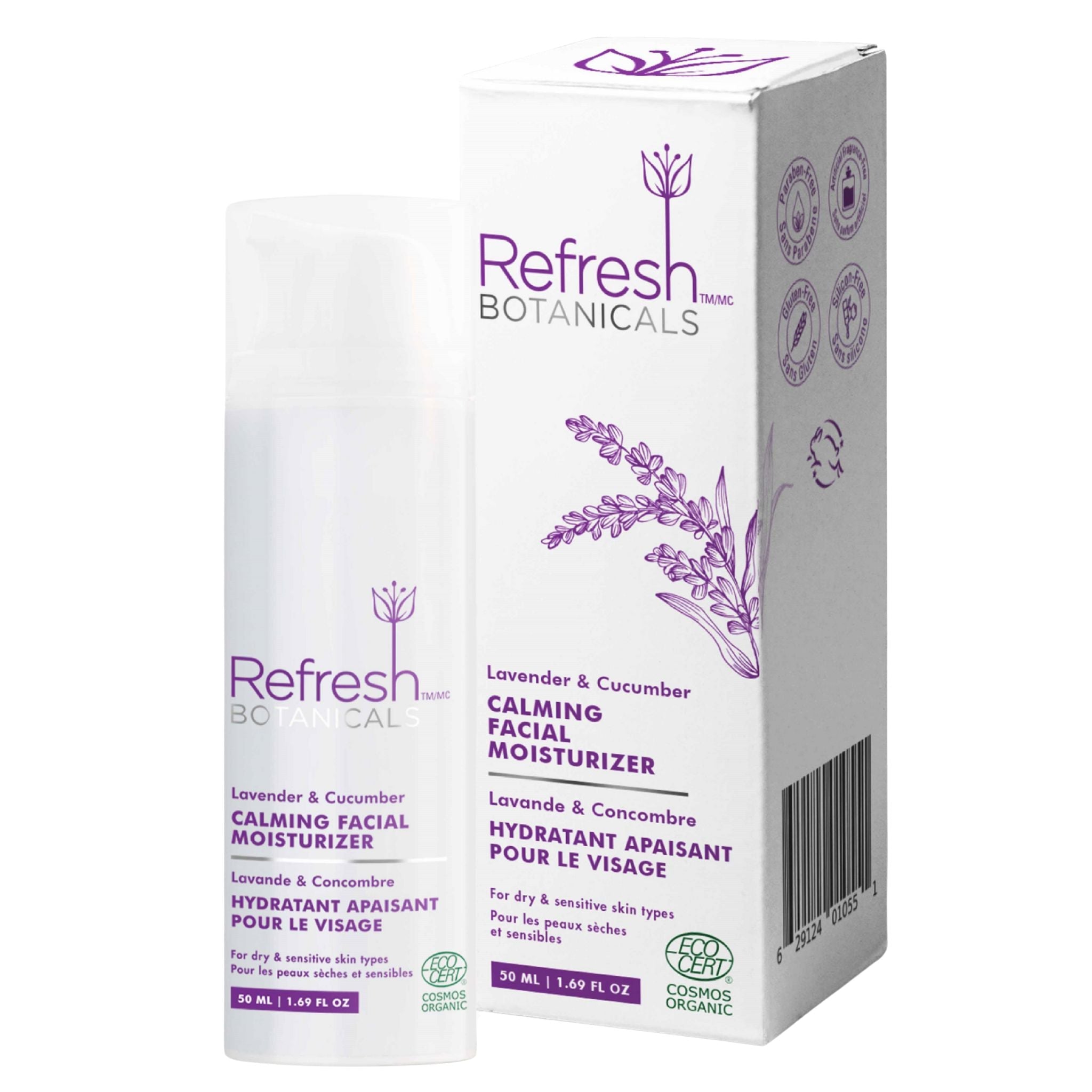 Refresh Botanicals Calming Facial Moisturizer Lavender & Cucumber 50ml - Nature's Source Inc