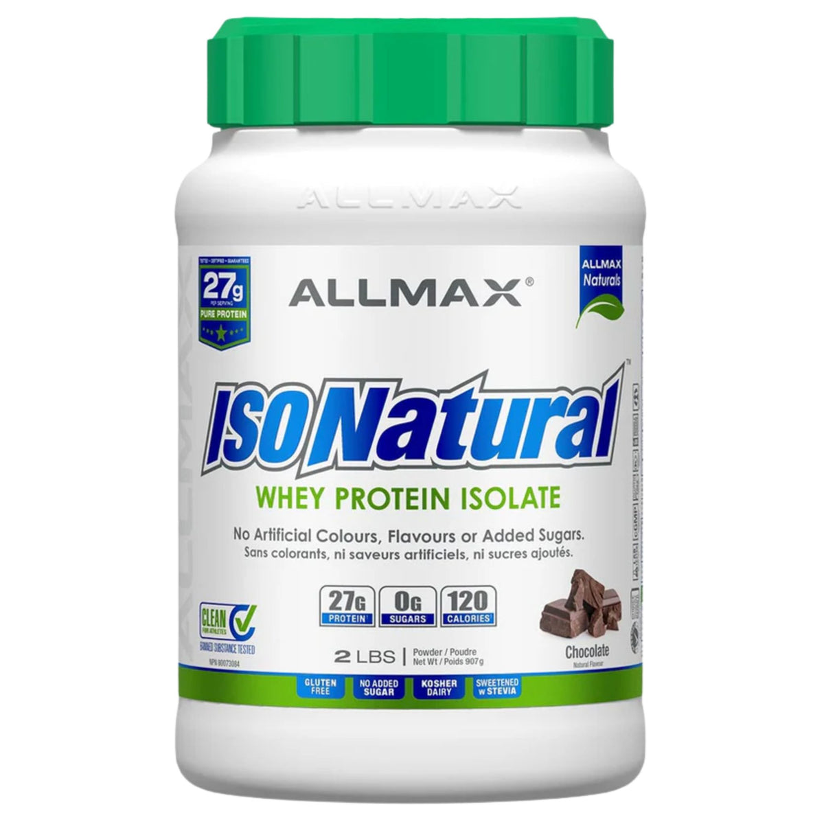 Allmax IsoNatural Whey Protein Isolate Chocolate 2lbs - Nature's Source Inc