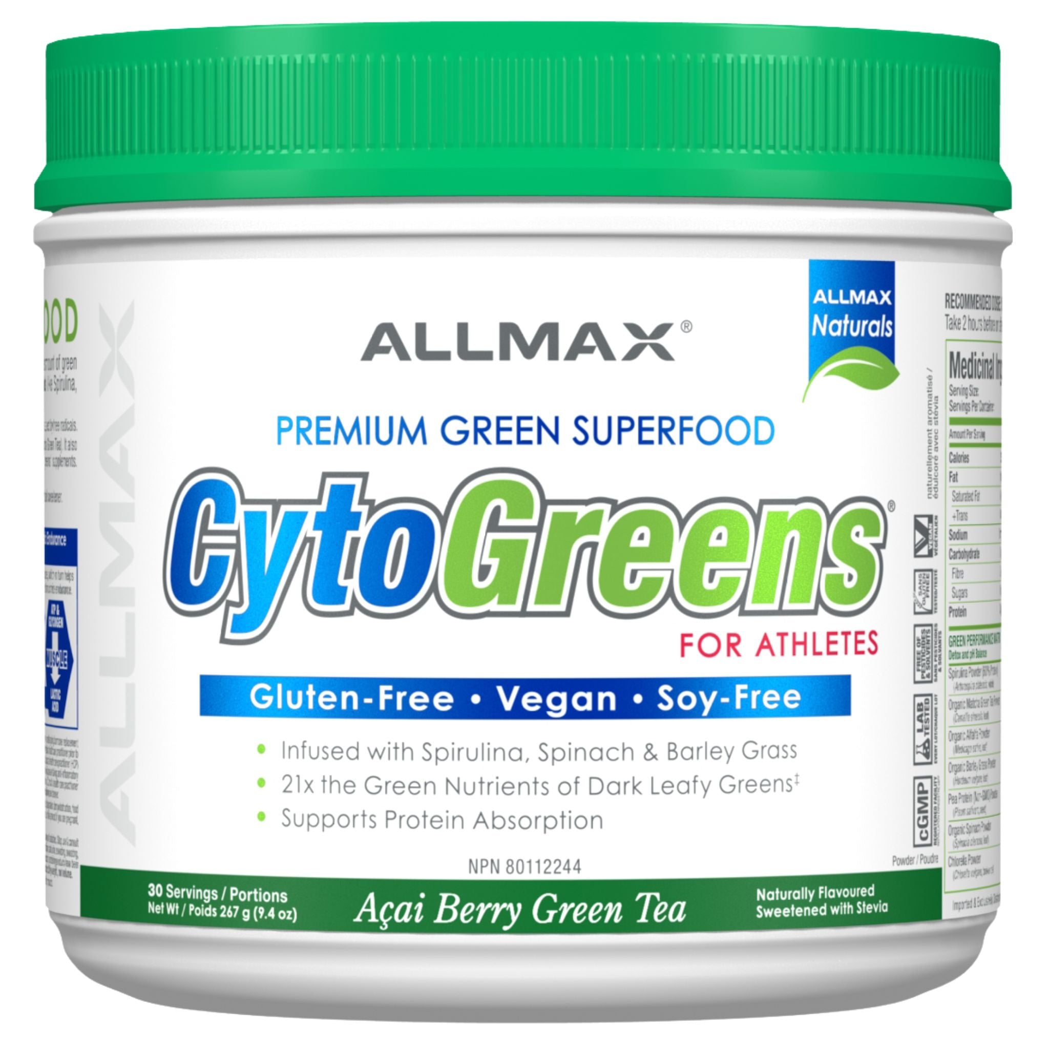 Allmax Cytogreens Acai Berry Green Tea 30 Servings - Nature's Source Inc