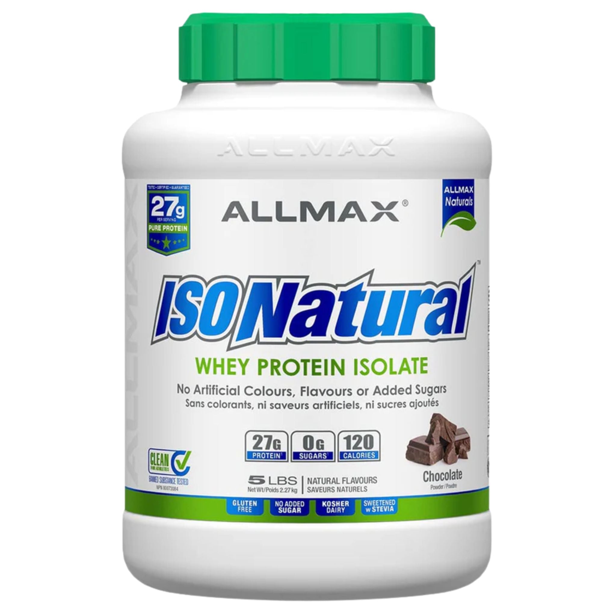 Allmax IsoNatural Whey Protein Isolate Chocolate 5lbs - Nature's Source Inc