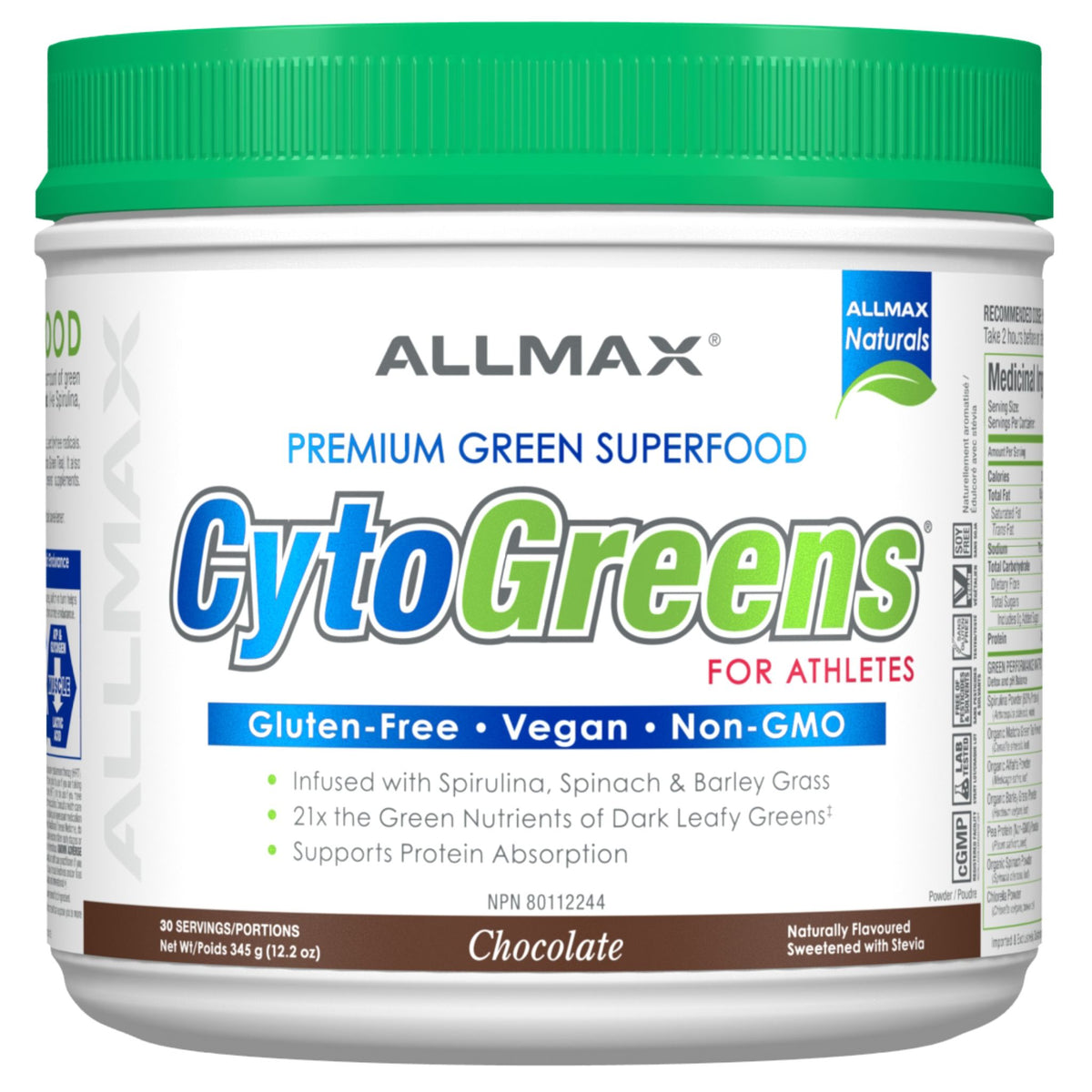 Allmax Cytogreens Chocolate 30 Servings - Nature's Source Inc
