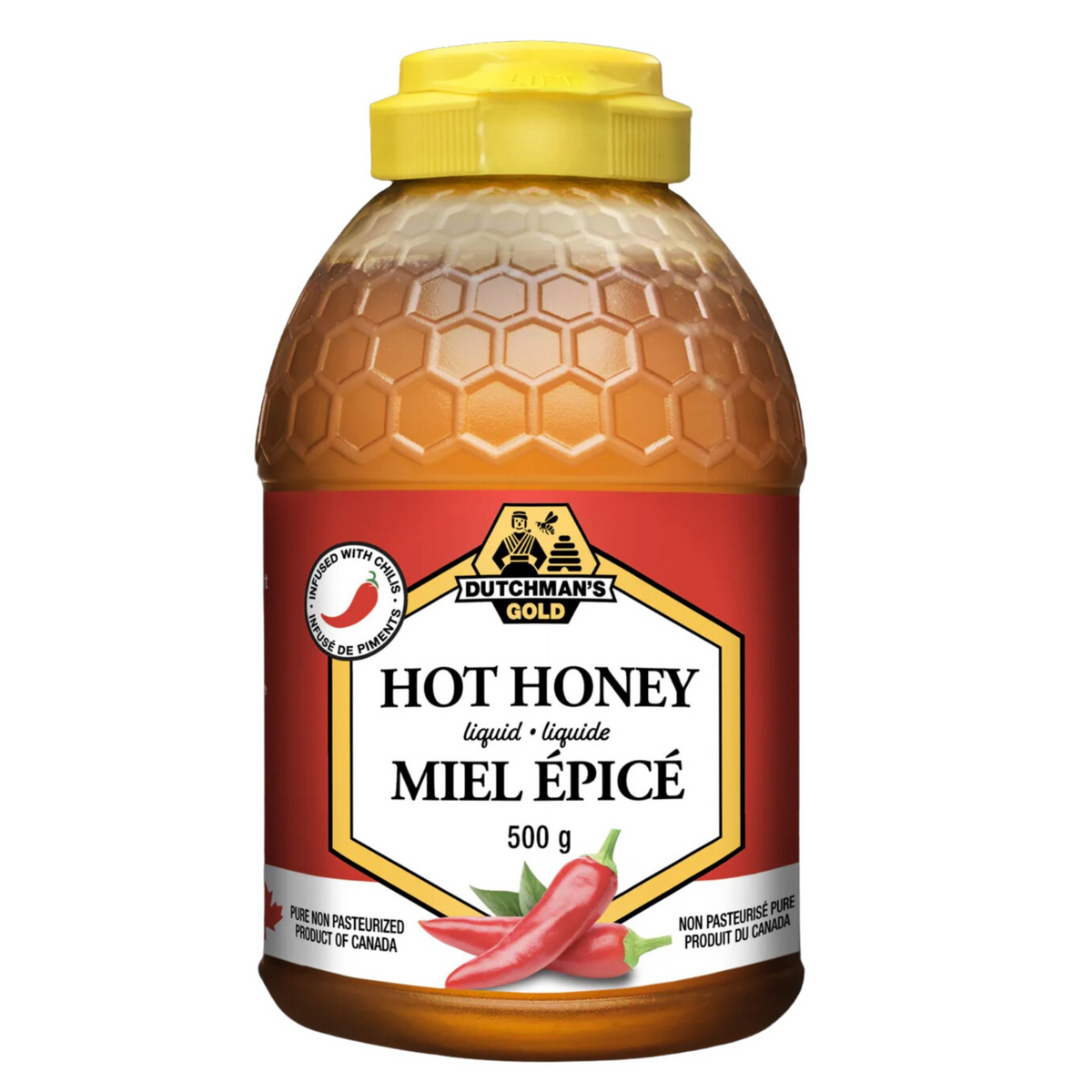 Dutchman's Gold Hot Honey 500g - Contains Natural and Sustainable Ingredients, An Ideal Choice for Health-Conscious Food Lovers, Minimally Heated