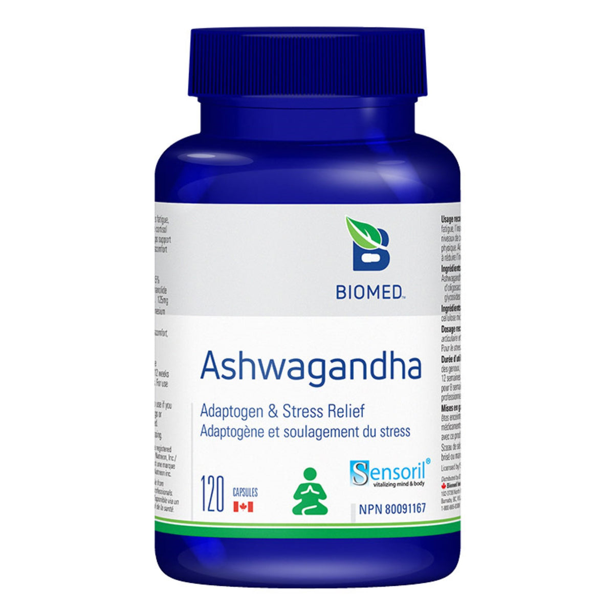 Biomed Ashwagandha Sensoril 120 Capsules - Support Heart, Brain, and Joint Health, Increase Focus and Concentration, Improve mood, Reduce Cortisol and C-Reactive Protein