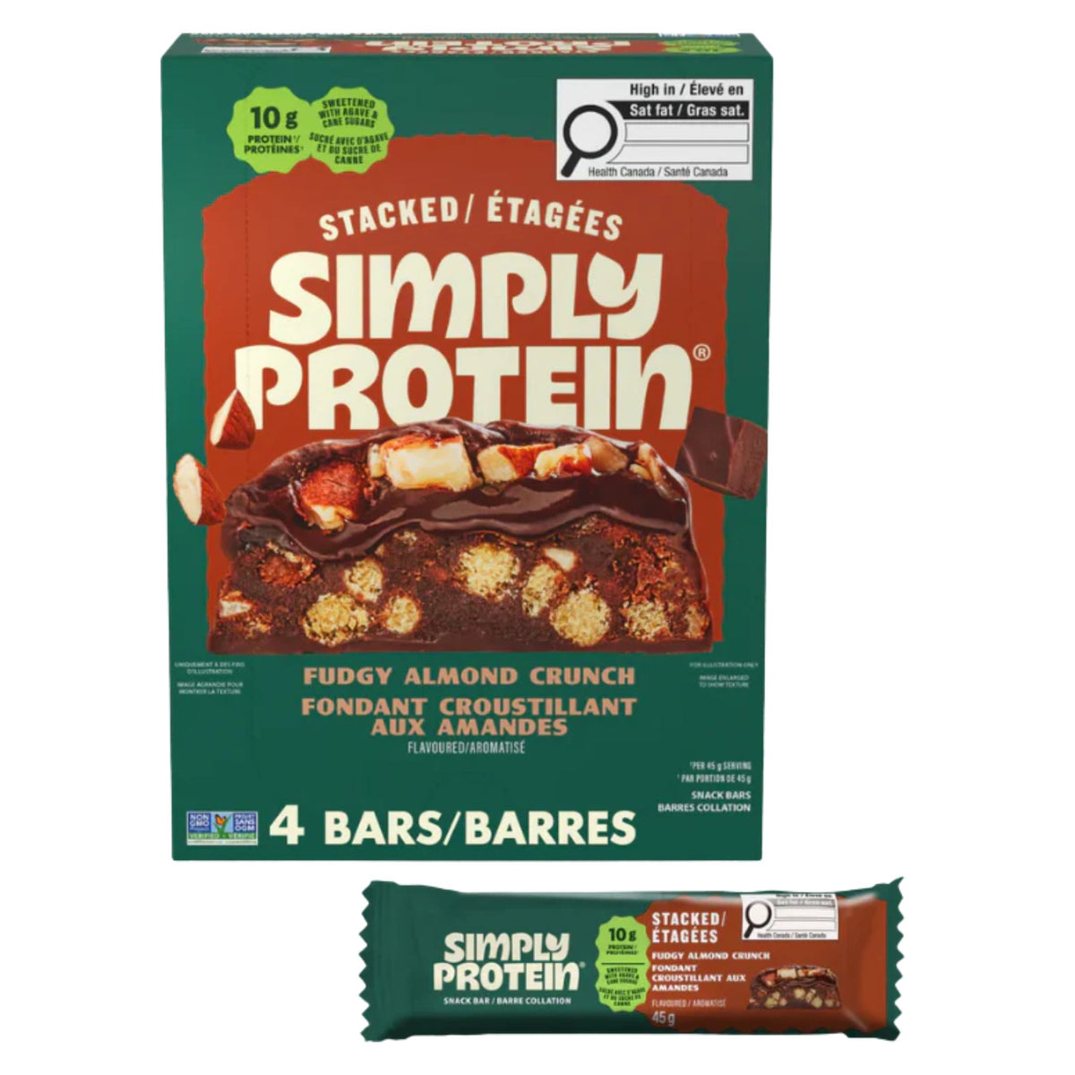 SimplyProtein Stacked Bar Fudgy Almond Crunch 180g - Nature's Source Inc