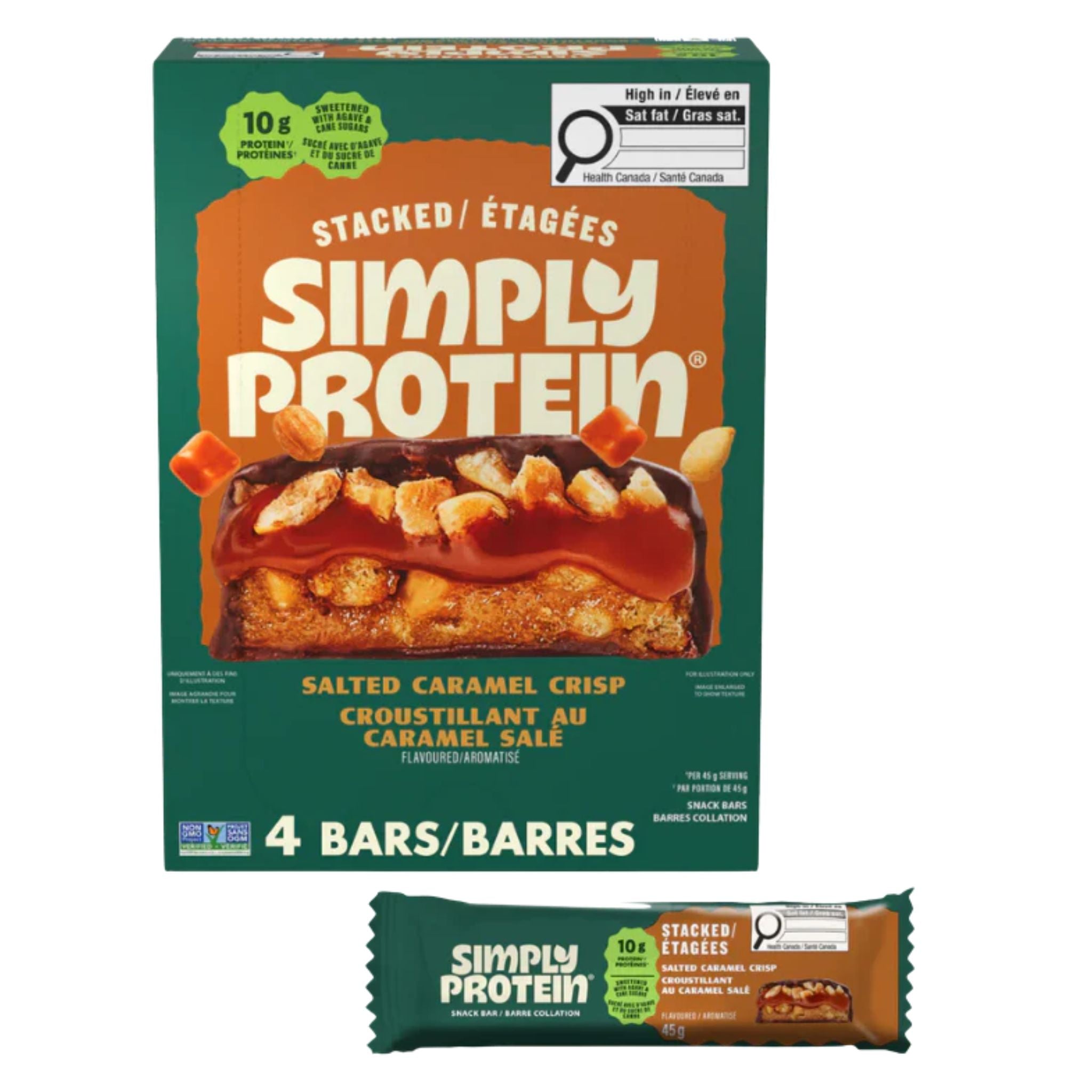SimplyProtein Stacked Bar Salted Caramel 180g - Nature's Source Inc