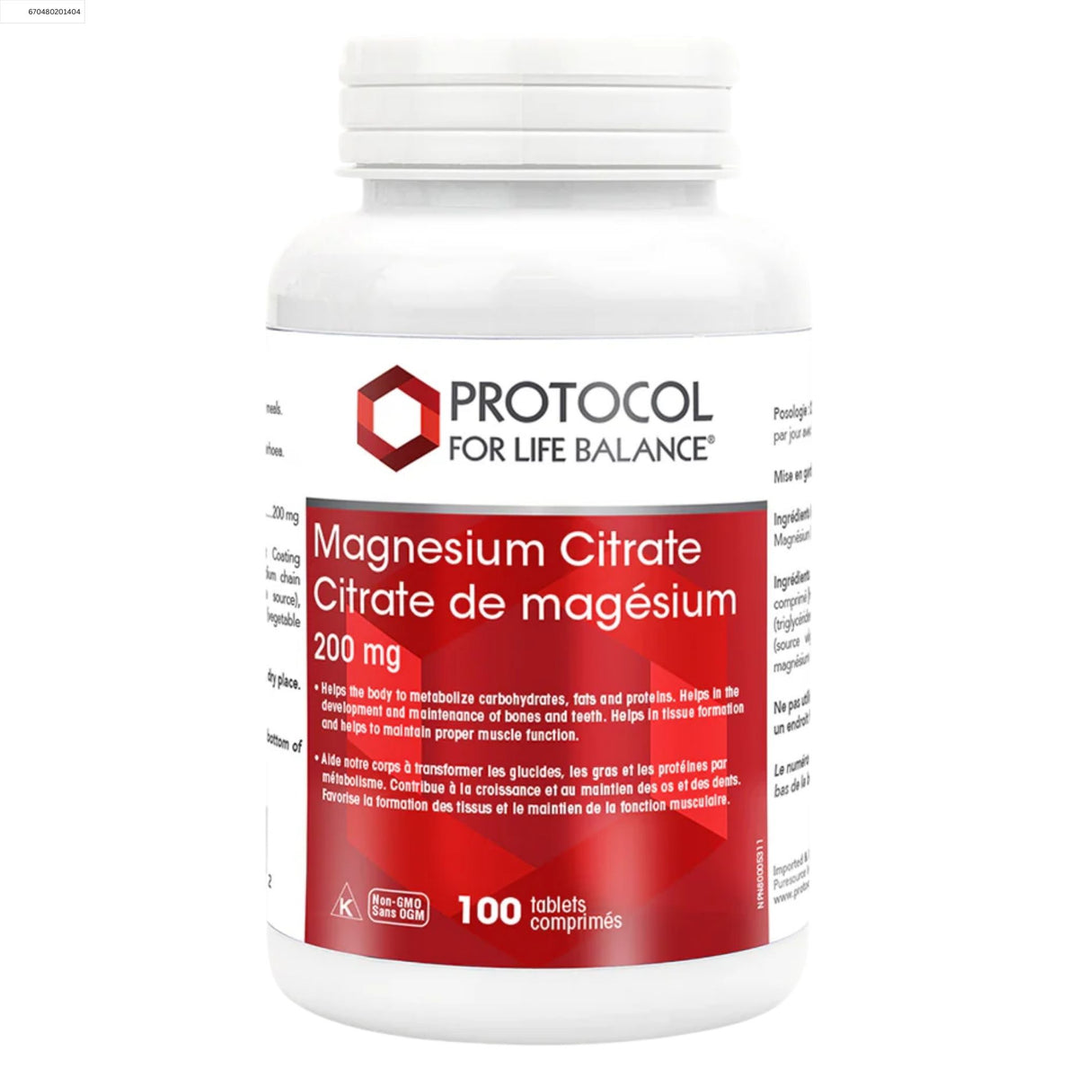 Protocol Magnesium Citrate 200mg 100 Tablets - Nature's Source Inc