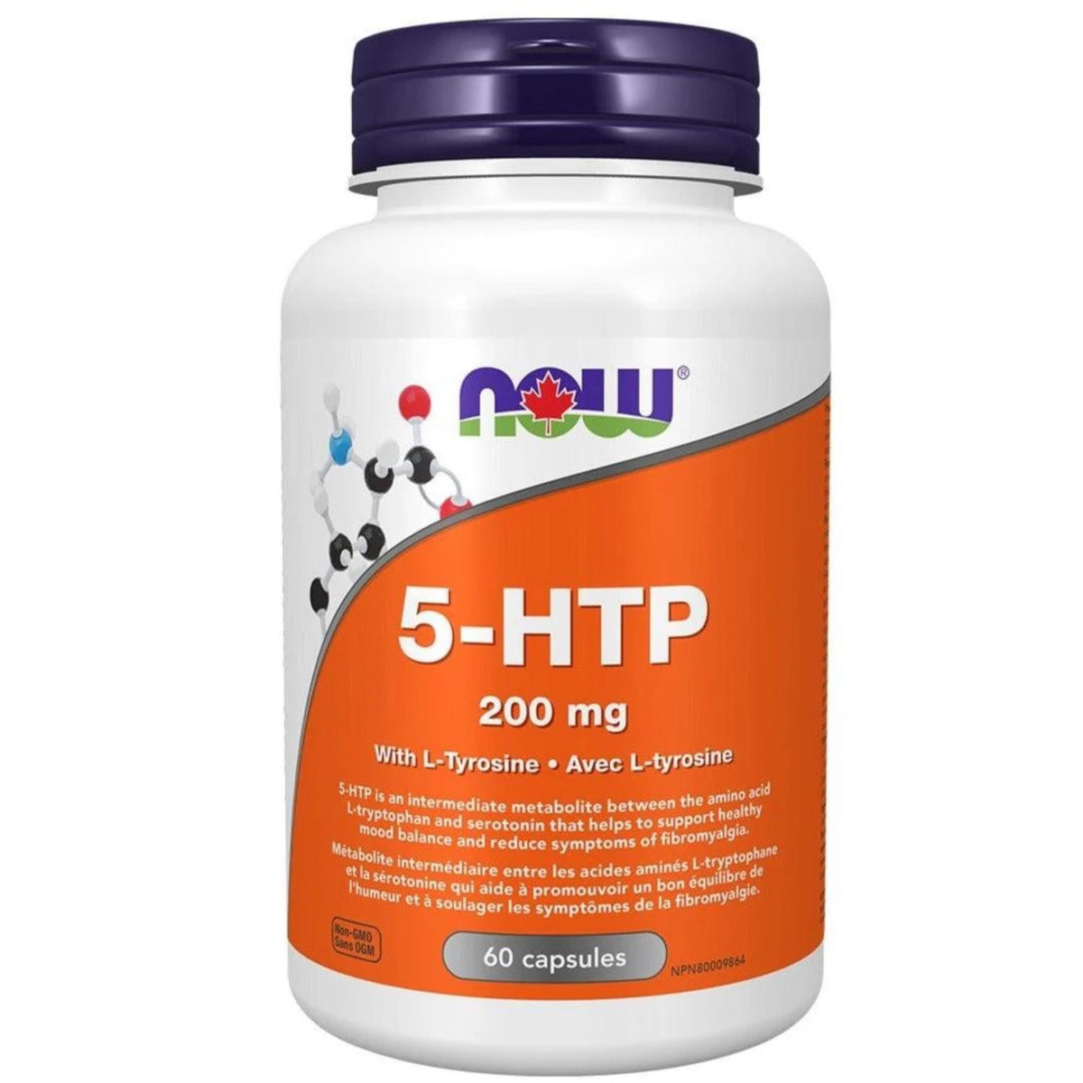 Now 5-HTP 200mg + Tyrosine 60 Capsules - Intermediate Metabolite Between the Amino Acid L-Tryptophan and Serotonin, Support Healthy Mood Balance, Reduces Fibromyalgia