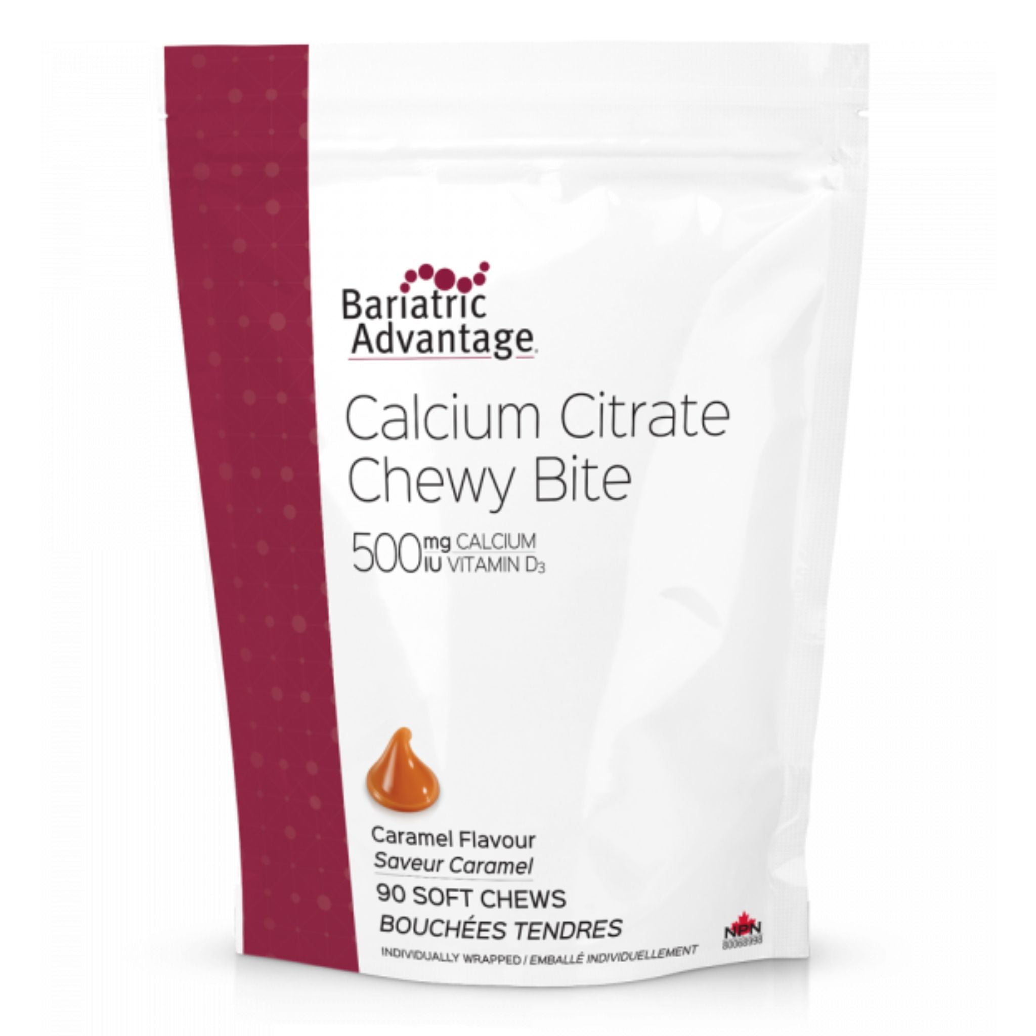 Bariatric Calcium Citrate Chewy Bites Caramel 90 Count - Nature's Source Inc