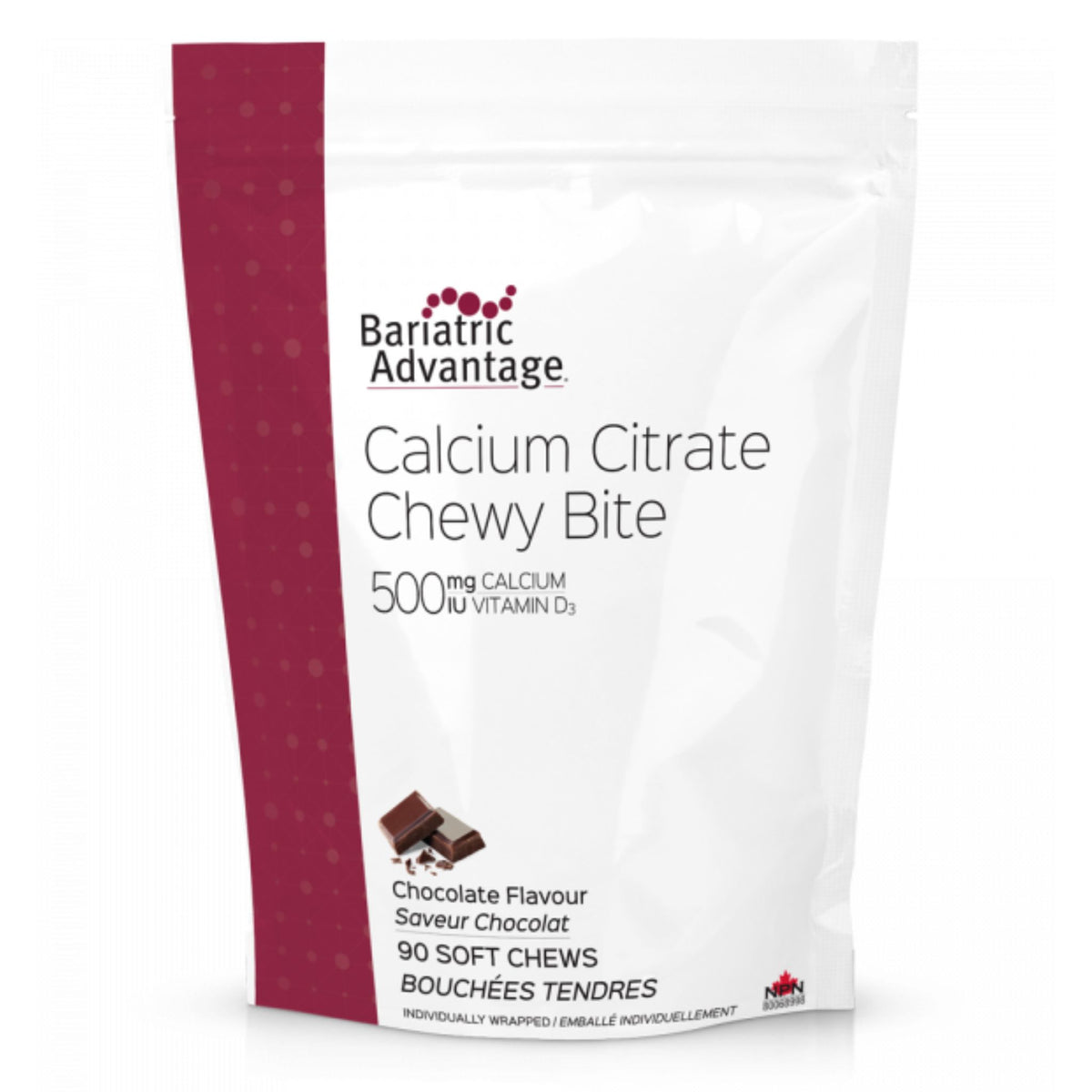 Bariatric Calcium Citrate Chewy Bites Chocolate 90 Count - Nature's Source Inc