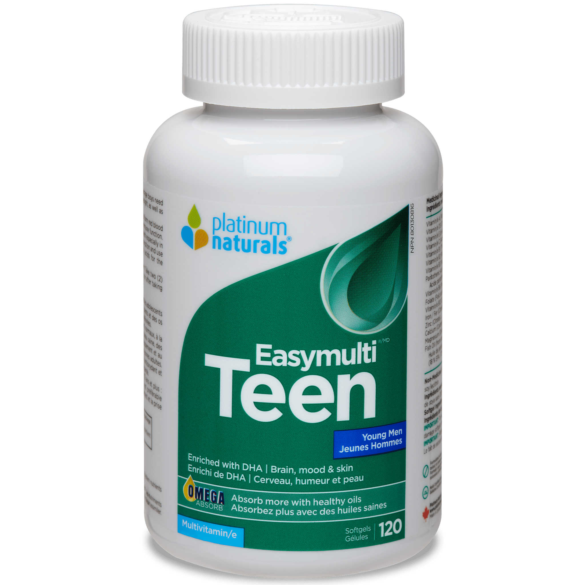 Platinum Naturals Easymulti Teen (Men Multivitamin) 120 Softgels - Nature's Source Inc