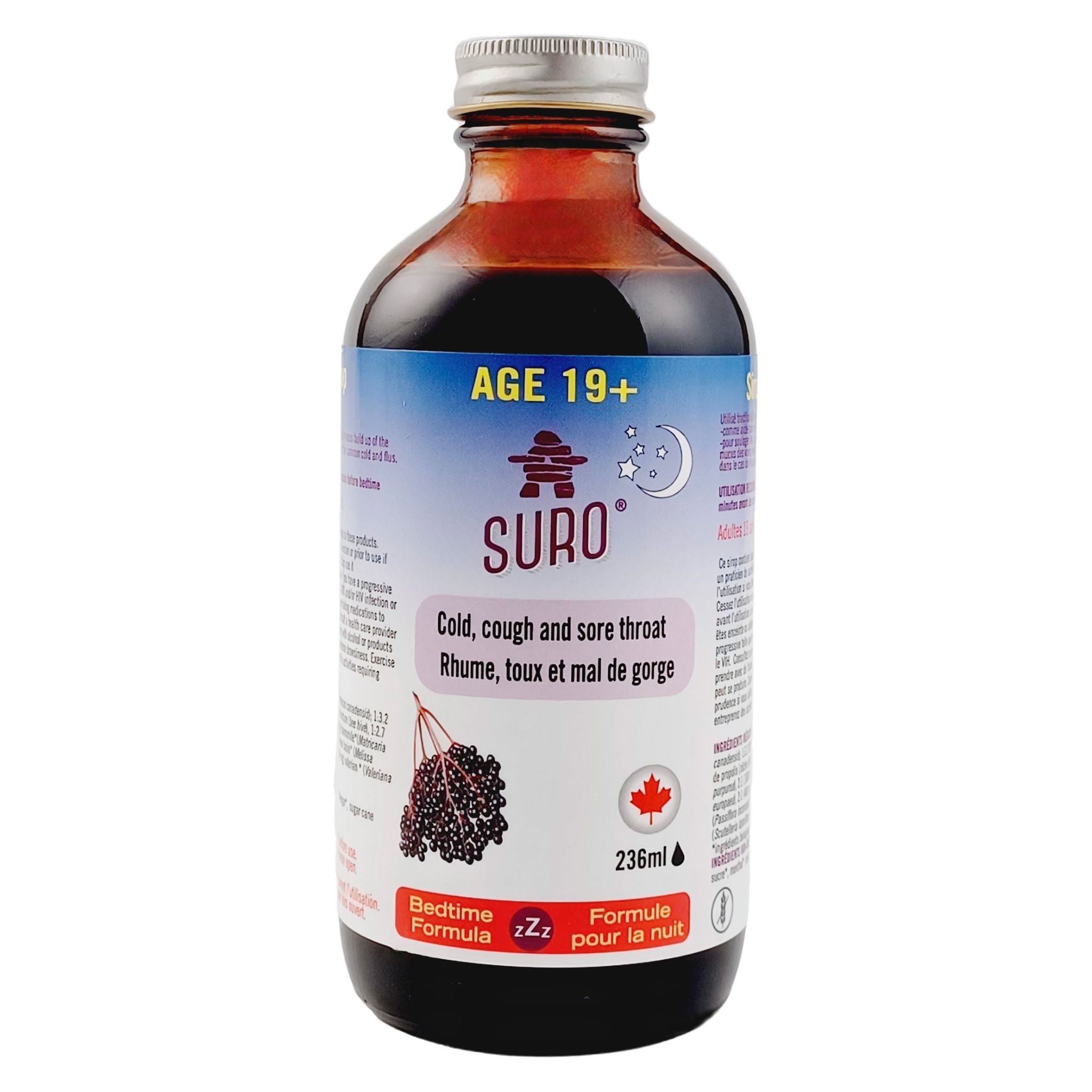 Suro Elderberry Syrup Nighttime 19+ 236ml - Nature's Source Inc