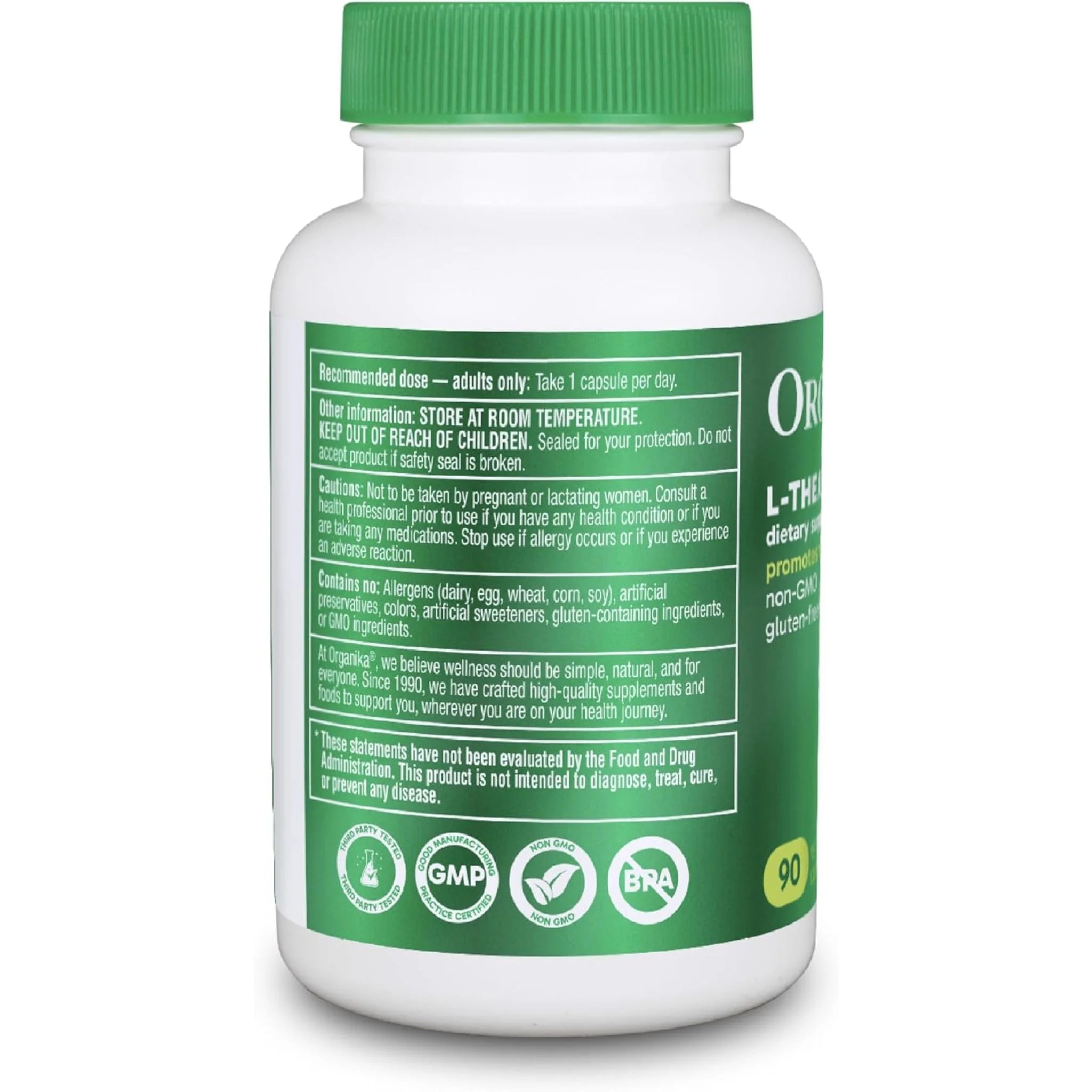 Organika L-Theanine 225mg 90 Vegan Capsules