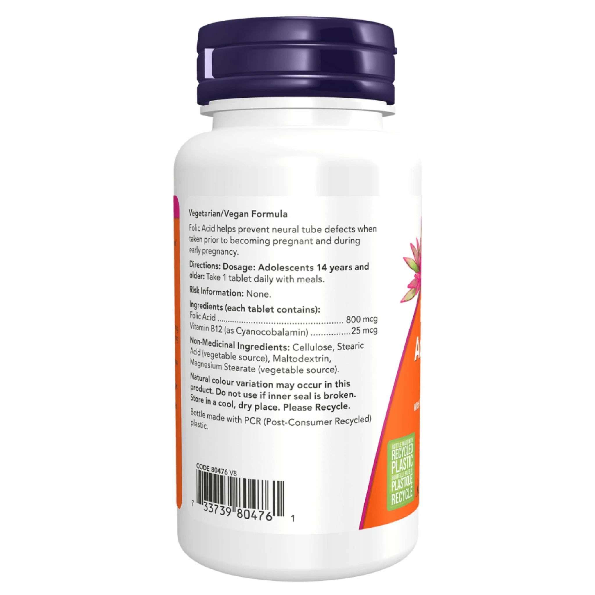 NOW Folic Acid 800mcg 250 Tablets