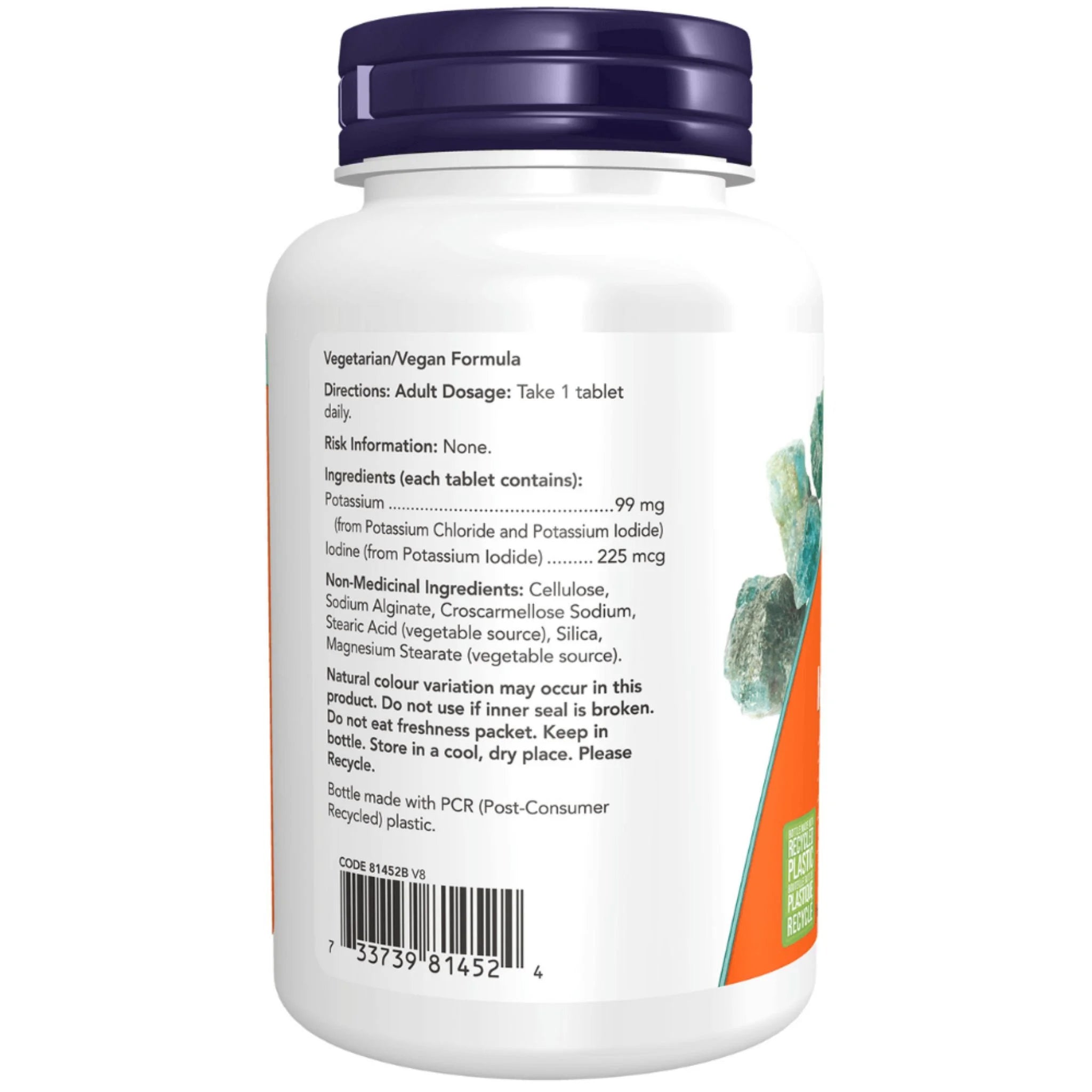 NOW Potassium plus Iodine 225mcg 180 Tablets