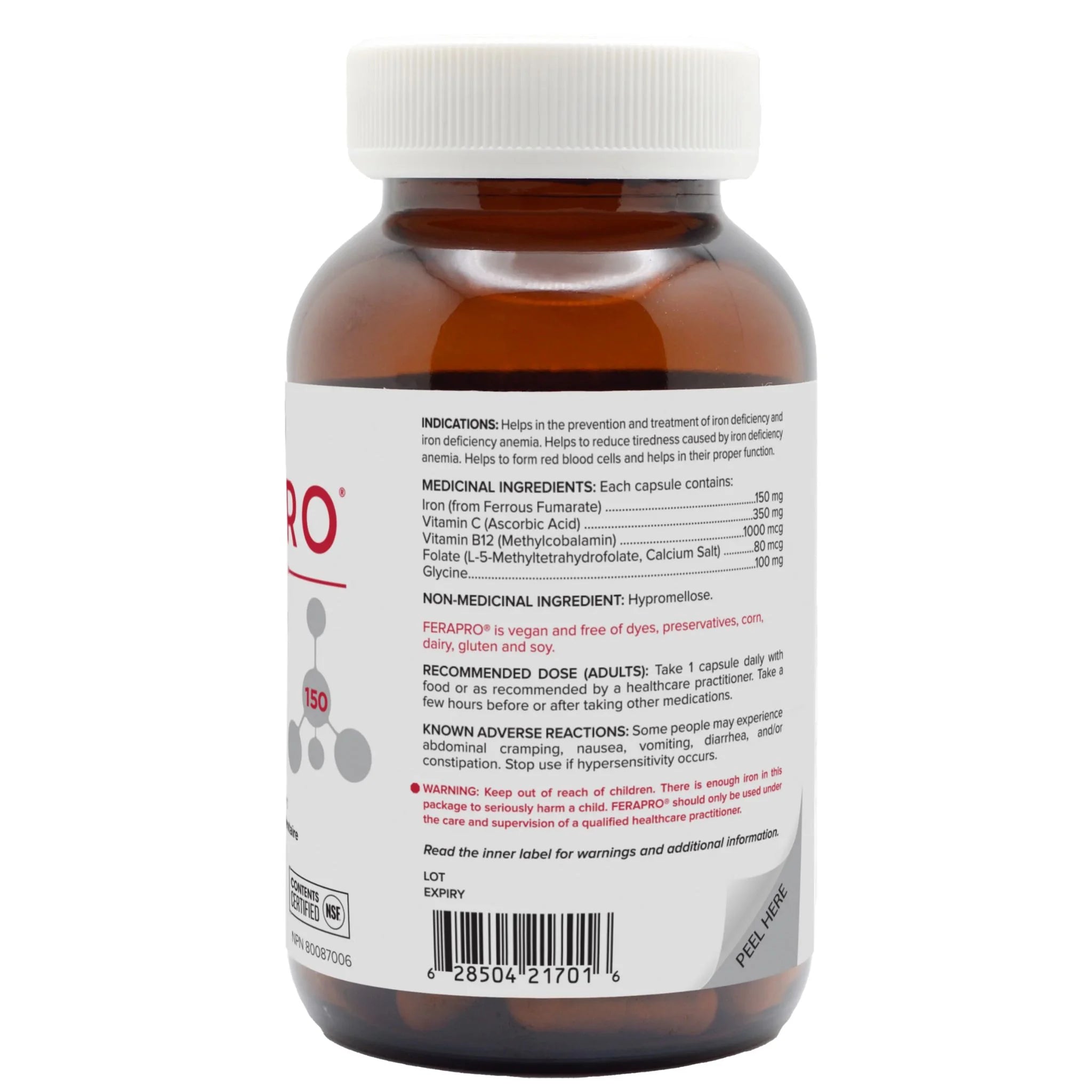 Replete Ferapro 150 High - Dose Iron 100 Vegetable Capsules - Nature's Source Inc