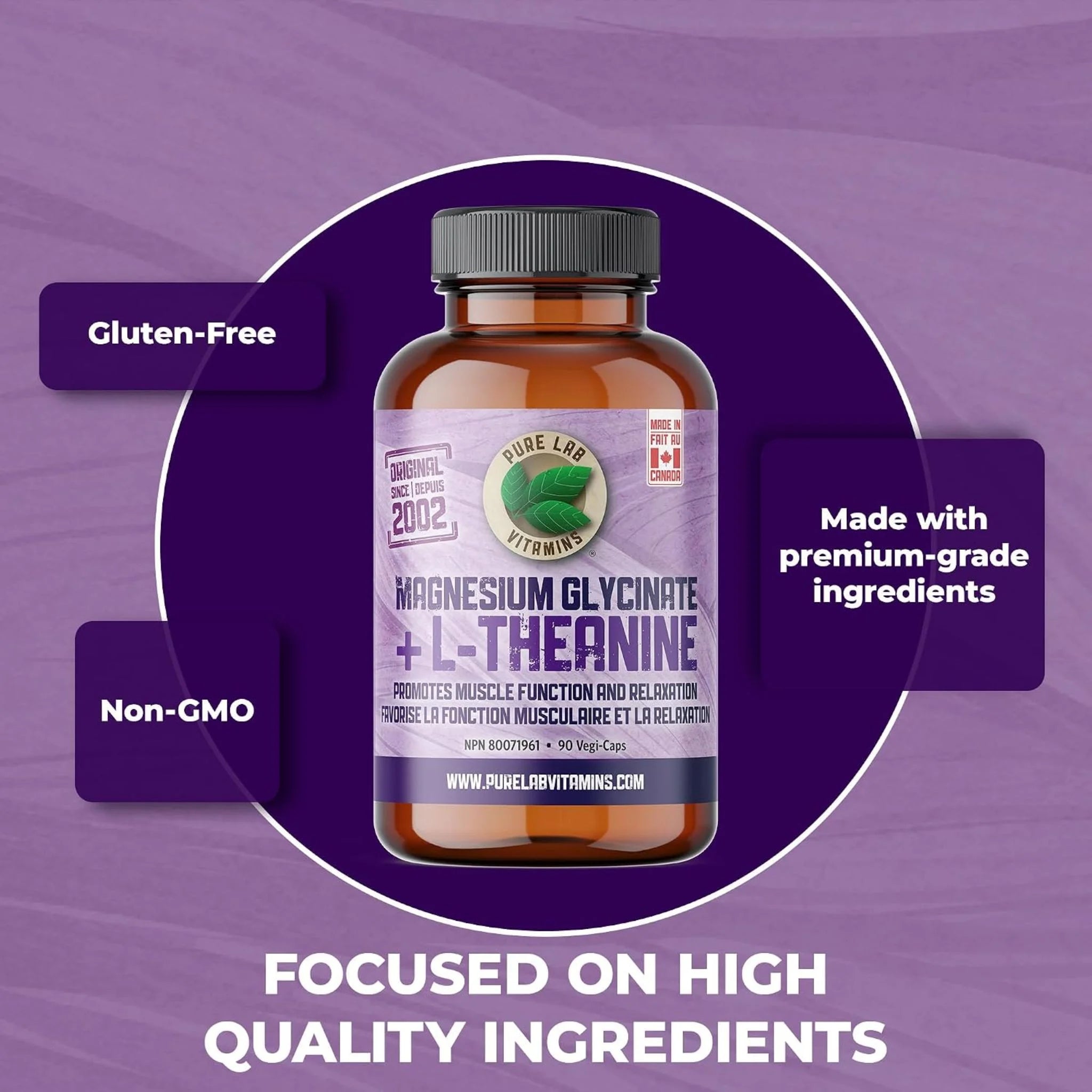 Pure Lab Vitamins Magnesium + L-Theanine 90 Vegetable Capsules
