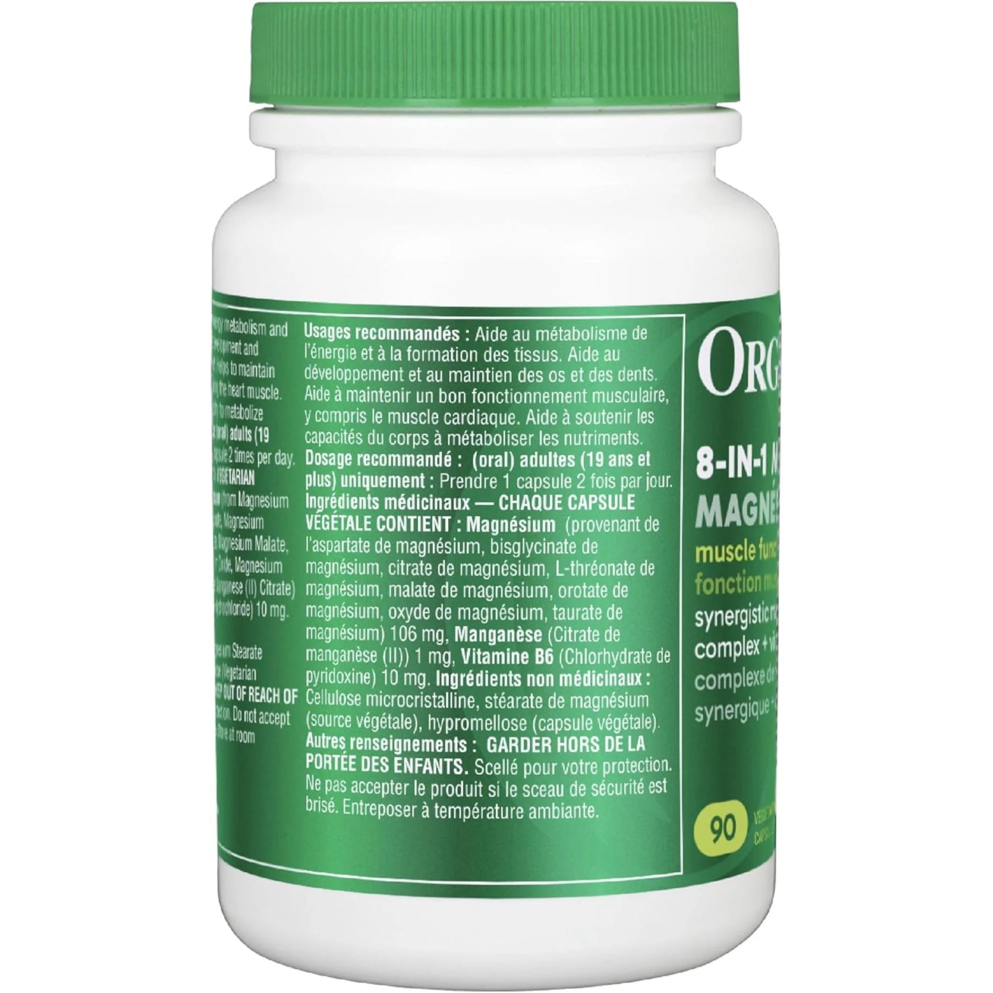 Organika 8 - in - 1 Magnesium 90 Vegetarian Capsules - Nature's Source Inc