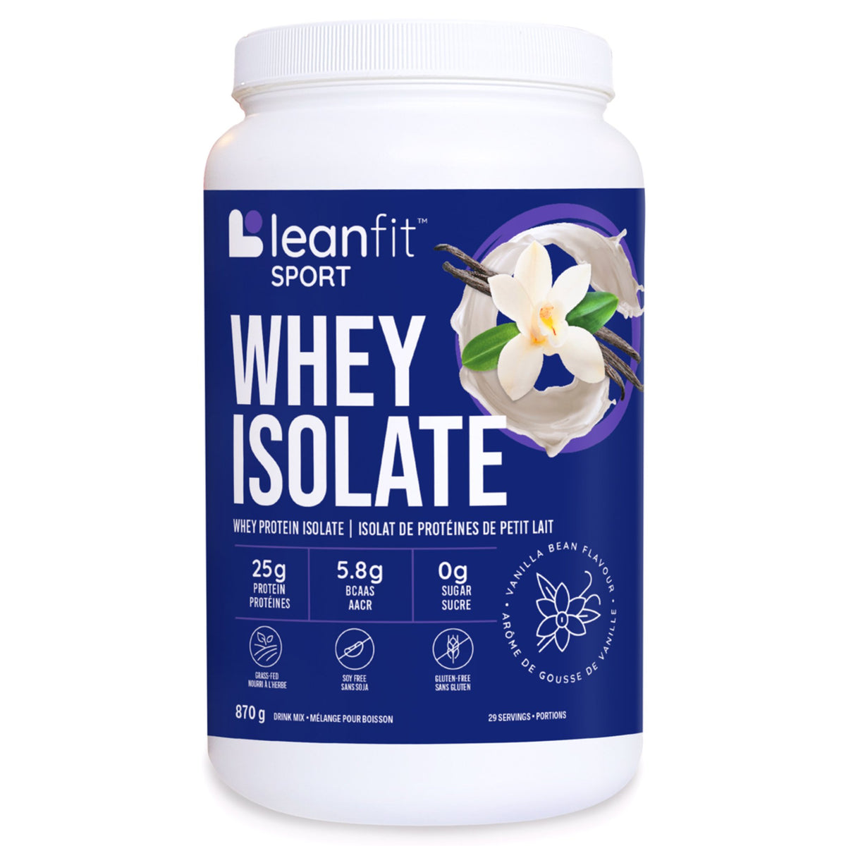 LeanFit Whey Isolate Vanilla Bean 870g - Nature's Source Inc