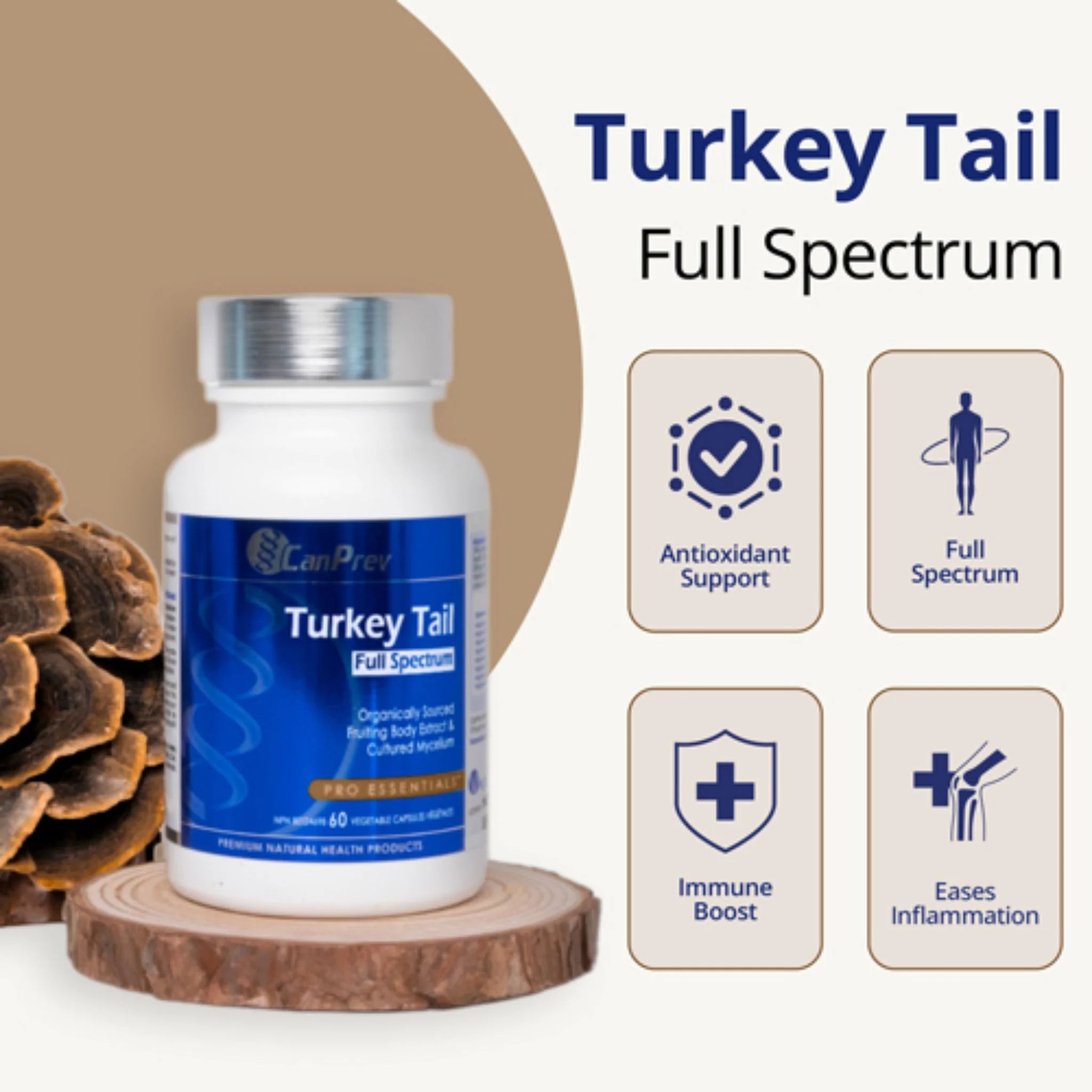 CanPrev Turkey Tail 60 Vegetable Capsules