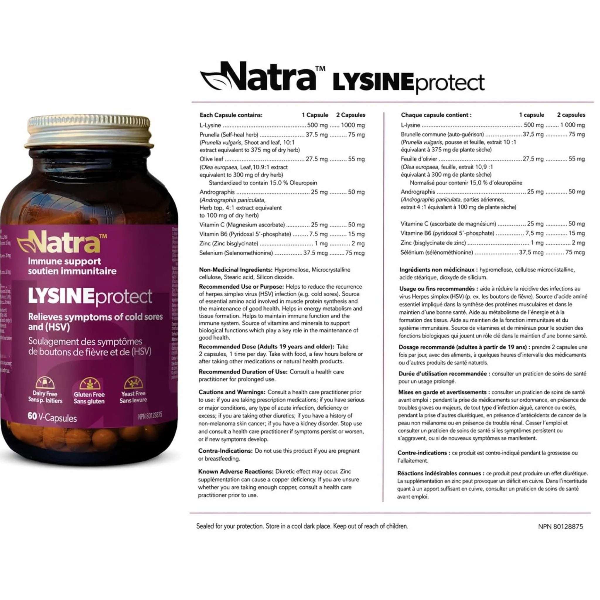Natra LYSINEprotect 60 Capsules - Nature's Source Inc