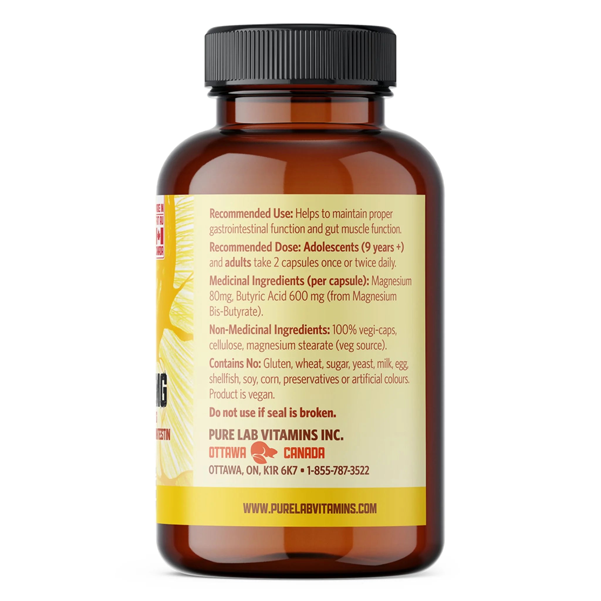 Pure Lab Vitamins Magnesium Butyrate 680mg 120 Vegetable Capsules