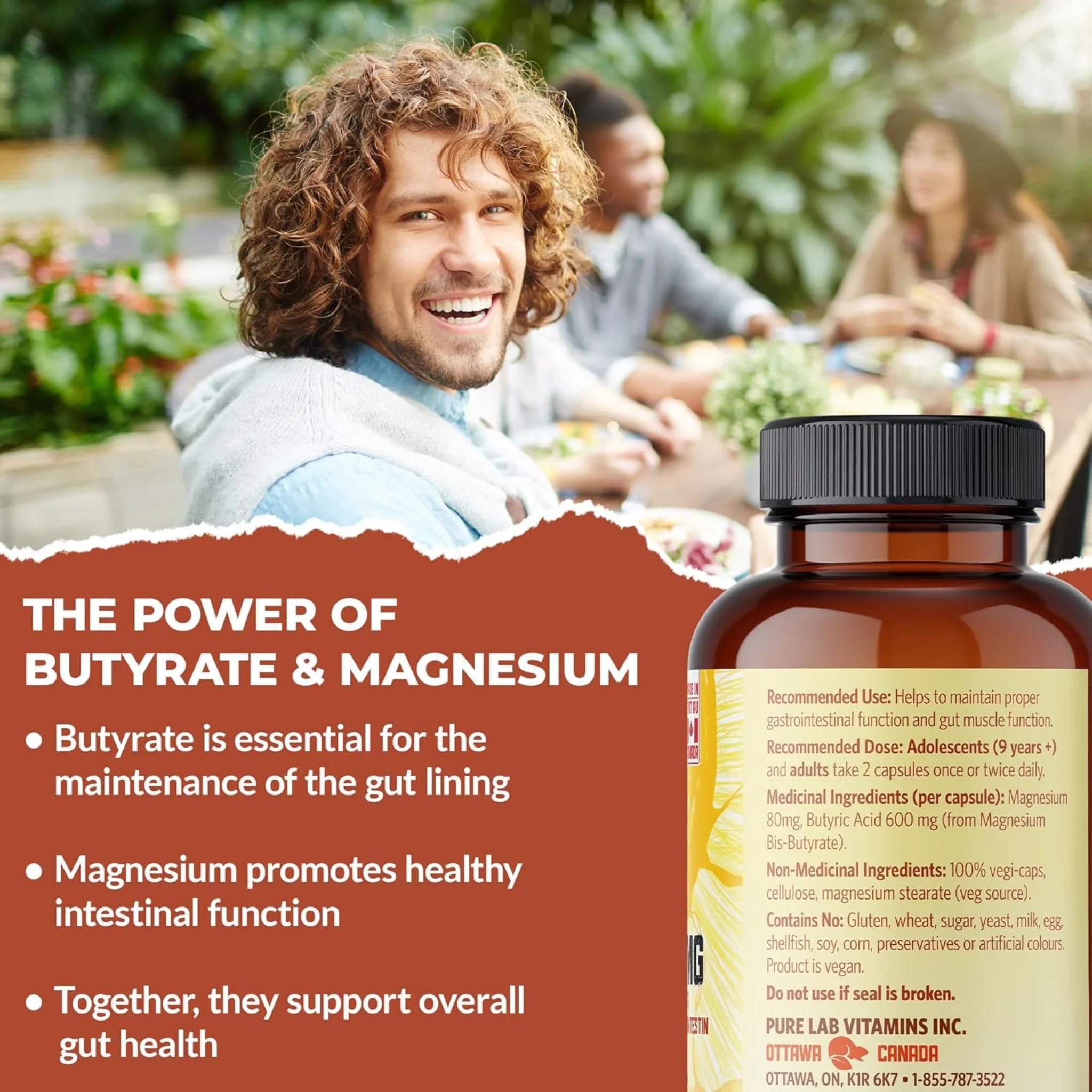 Pure Lab Vitamins Magnesium Butyrate 680mg 120 Vegetable Capsules