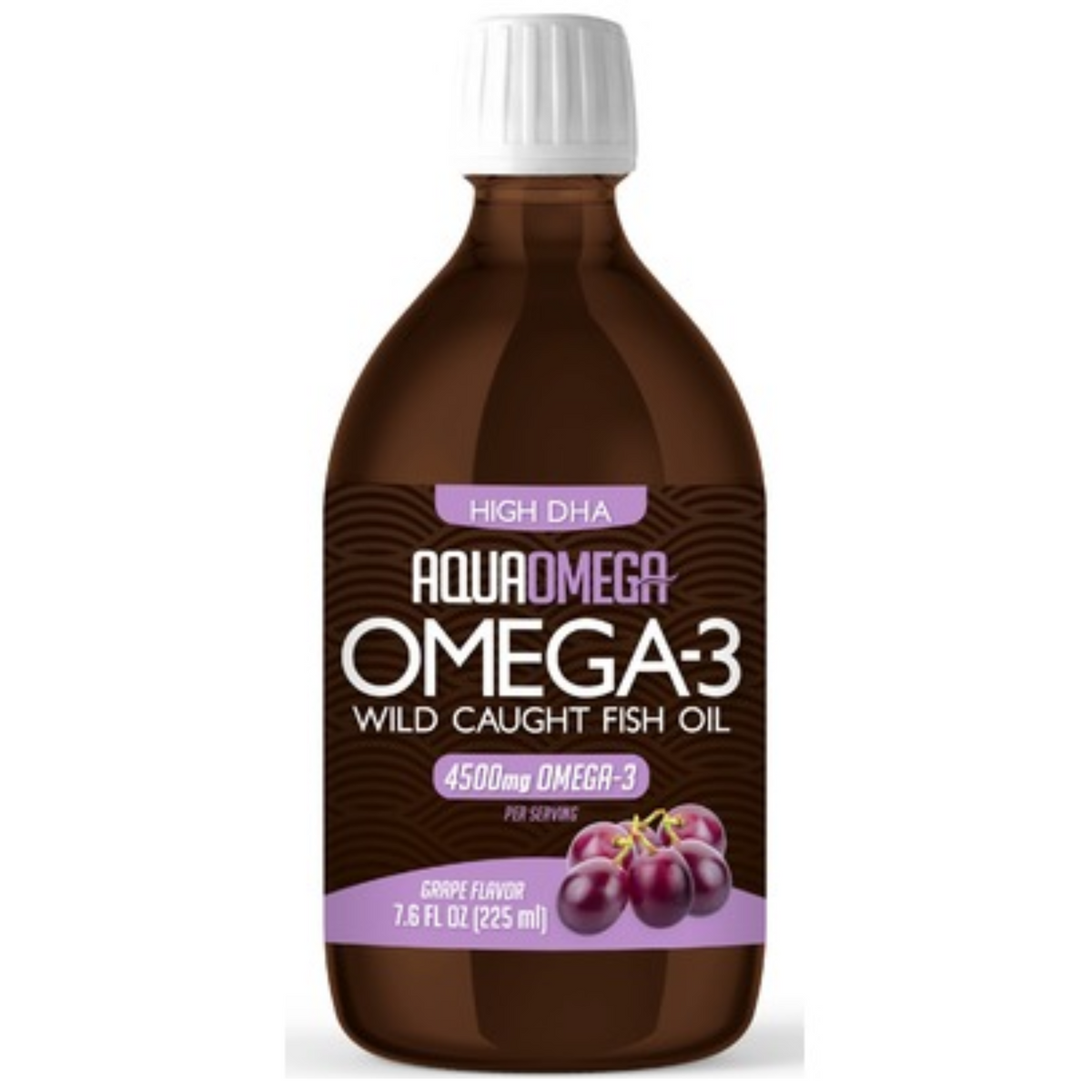 AquaOmega Omega-3 High DHA Grape 4500mg 225ml - Supports Cognitive Health And Brain Function, Promotes Healthy Heart Function, Is Safe To Use During Pregnancy