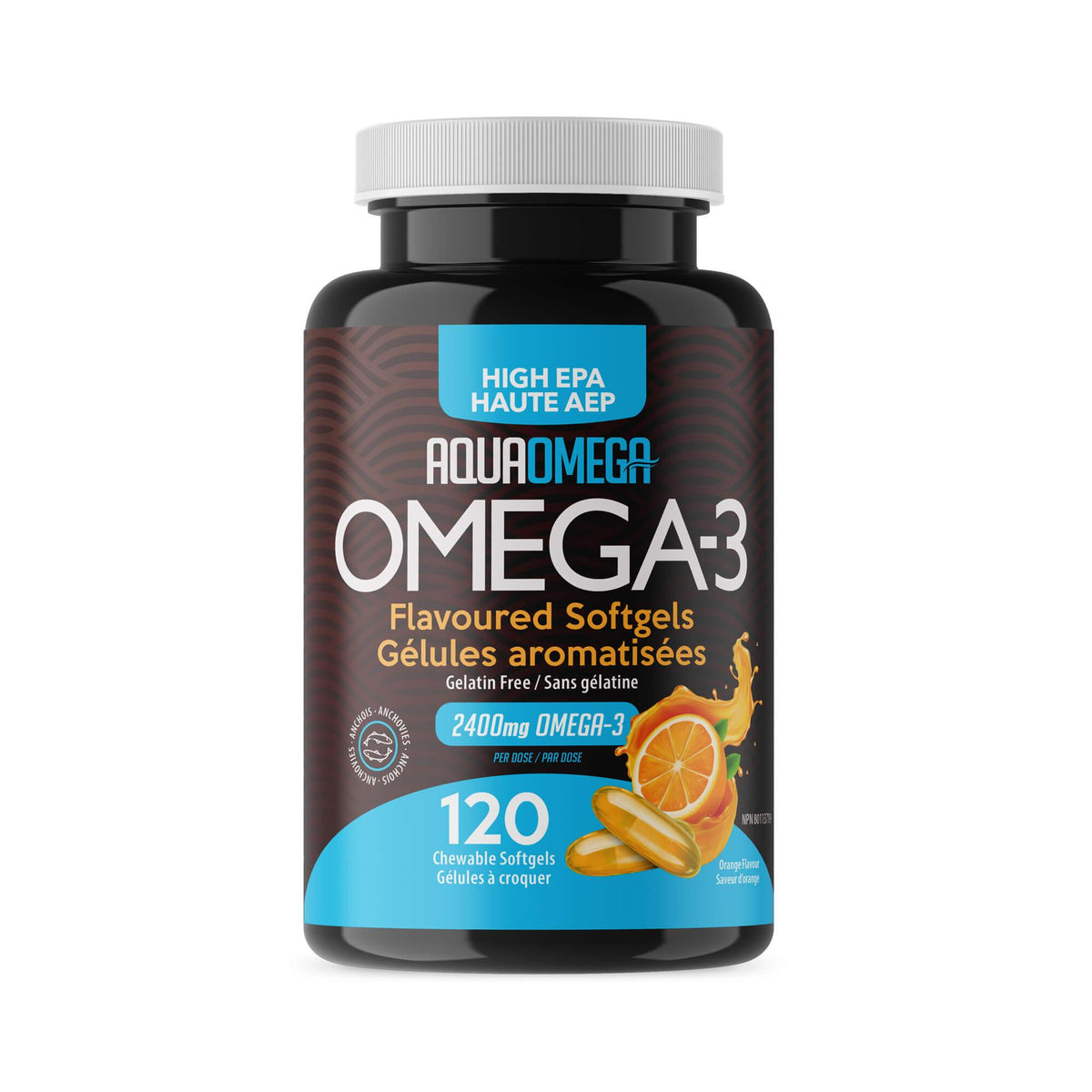 AquaOmega High EPA Orange 120 chewable softgels - Nature's Source Inc