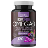 AquaOmega Omega - 3 High DHA 2400mg Grape 120 Chewable Softgels - Support Immune System, Good For Memory, Sleep, And Gut Health, Promote Bones And Joints Health - Nature's Source Inc