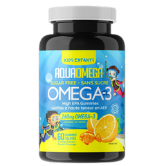 AquaOmega Kids Omega-3 High EPA Orange 60 Gummies - Improve Brain Function and Mood in Children, Promotes Memory, and Brain Development in Children