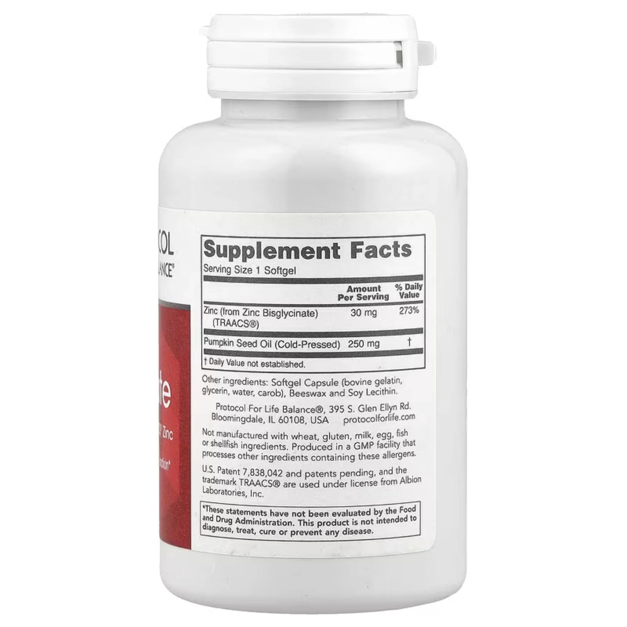 Protocol Zinc Glycinate 30mg 120 Softgels