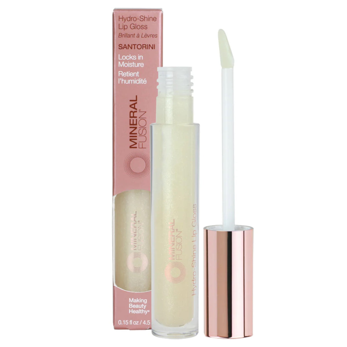 Mineral Fusion Hydro-Shine Lip Gloss Santorini 5ml - Provides a Glossy Finish With No Artificial Fragrances, Nourish the Skin, Contains Natural Ingredients