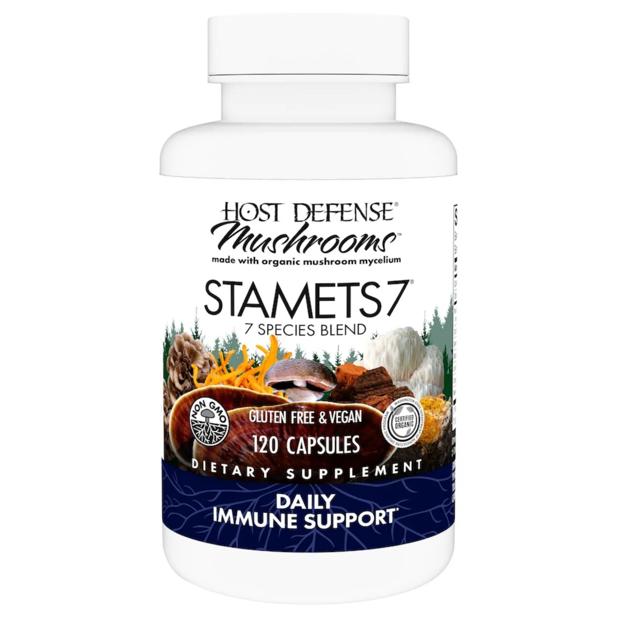 Host Defense Stamets 7, 120 Capsules - Provide Overall Immune Support, Promotes Respiratory, Digestive, Circulatory, Cellular, Lymphatic And Systemic Functions, Supports Body In Adapting To Physical, Mental, And Environmental Stress Factors - Nature's Source Inc