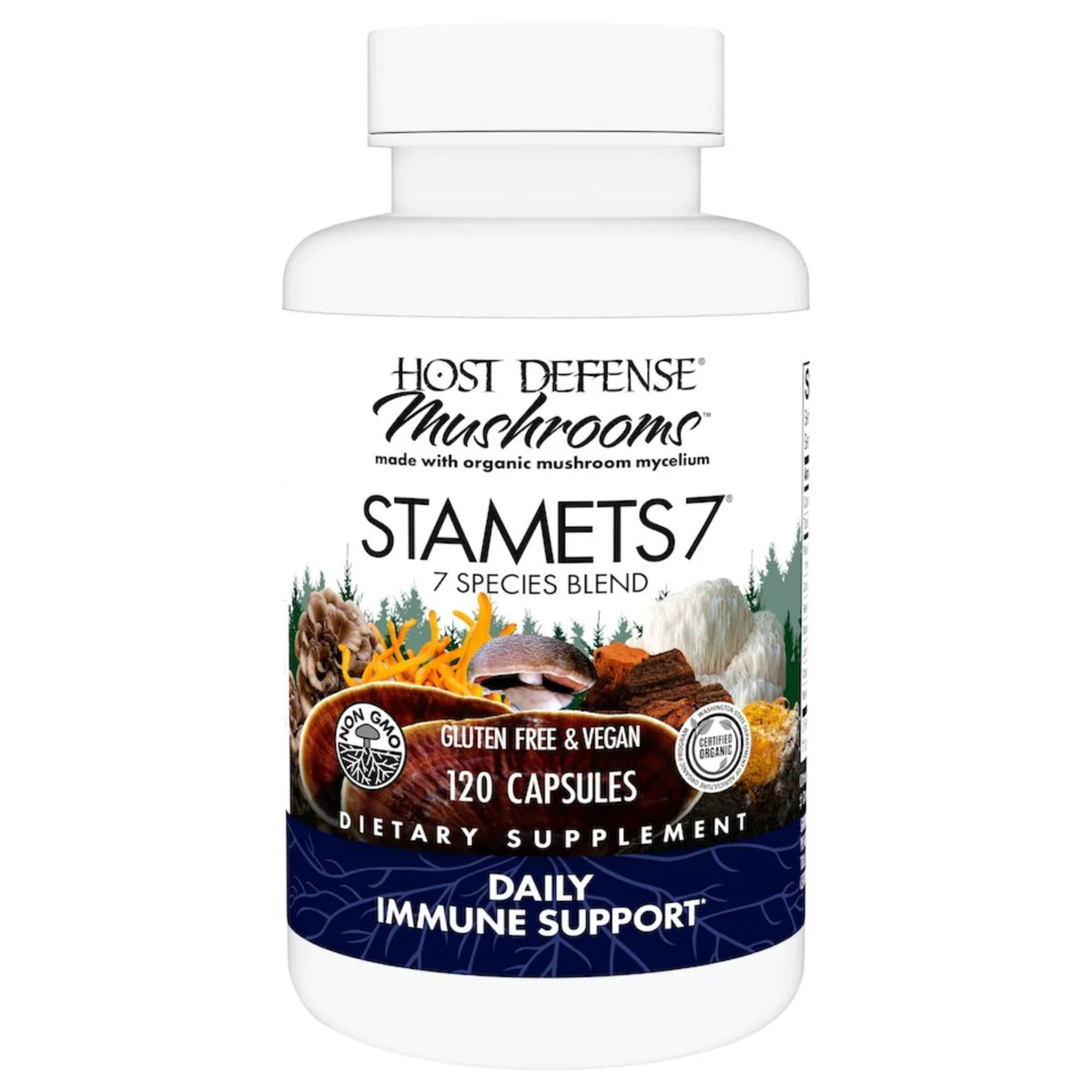 Host Defense Stamets 7, 120 Capsules - Provide Overall Immune Support, Promotes Respiratory, Digestive, Circulatory, Cellular, Lymphatic And Systemic Functions, Supports Body In Adapting To Physical, Mental, And Environmental Stress Factors - Nature's Source Inc