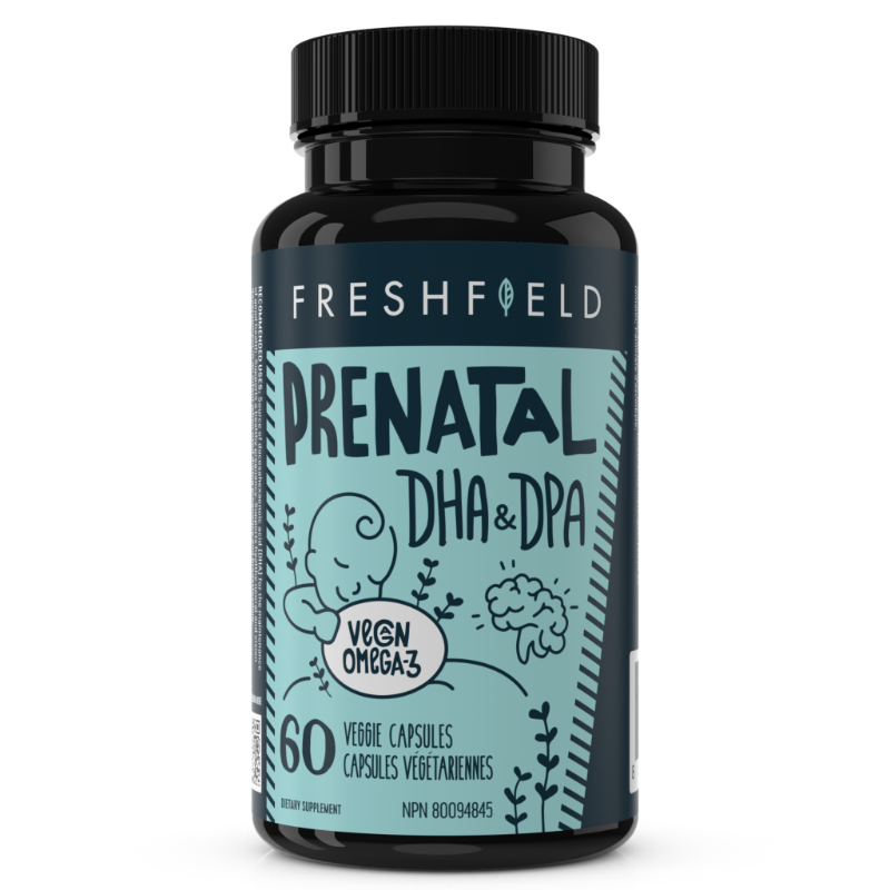 FreshField Prenatal DHA 60 Vegan Capsules - Supports Healthy Fetal And Infant Development, Plant-Based Compostable And Recyclable Packaging, Suitable For Mother's Health Throughout Pregnancy, Eco-Friendly Packaging