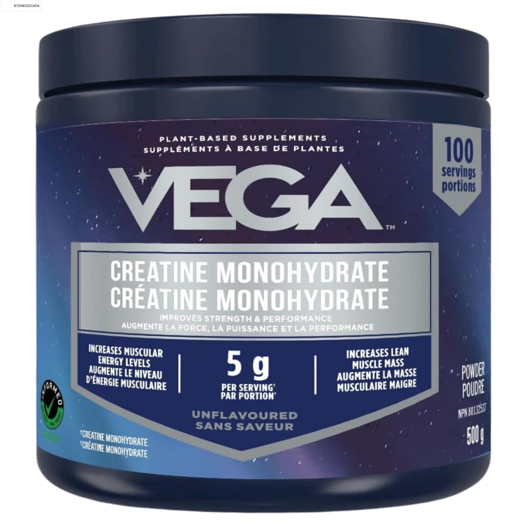 Vega Creatine Monohydrate 500g - Nature's Source Inc
