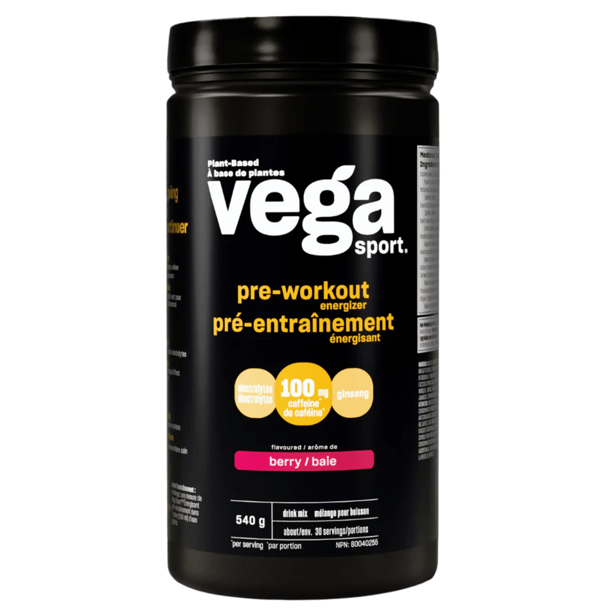 Vega Sport Pre - Workout Energizer Acai Berry 540g - Nature's Source Inc