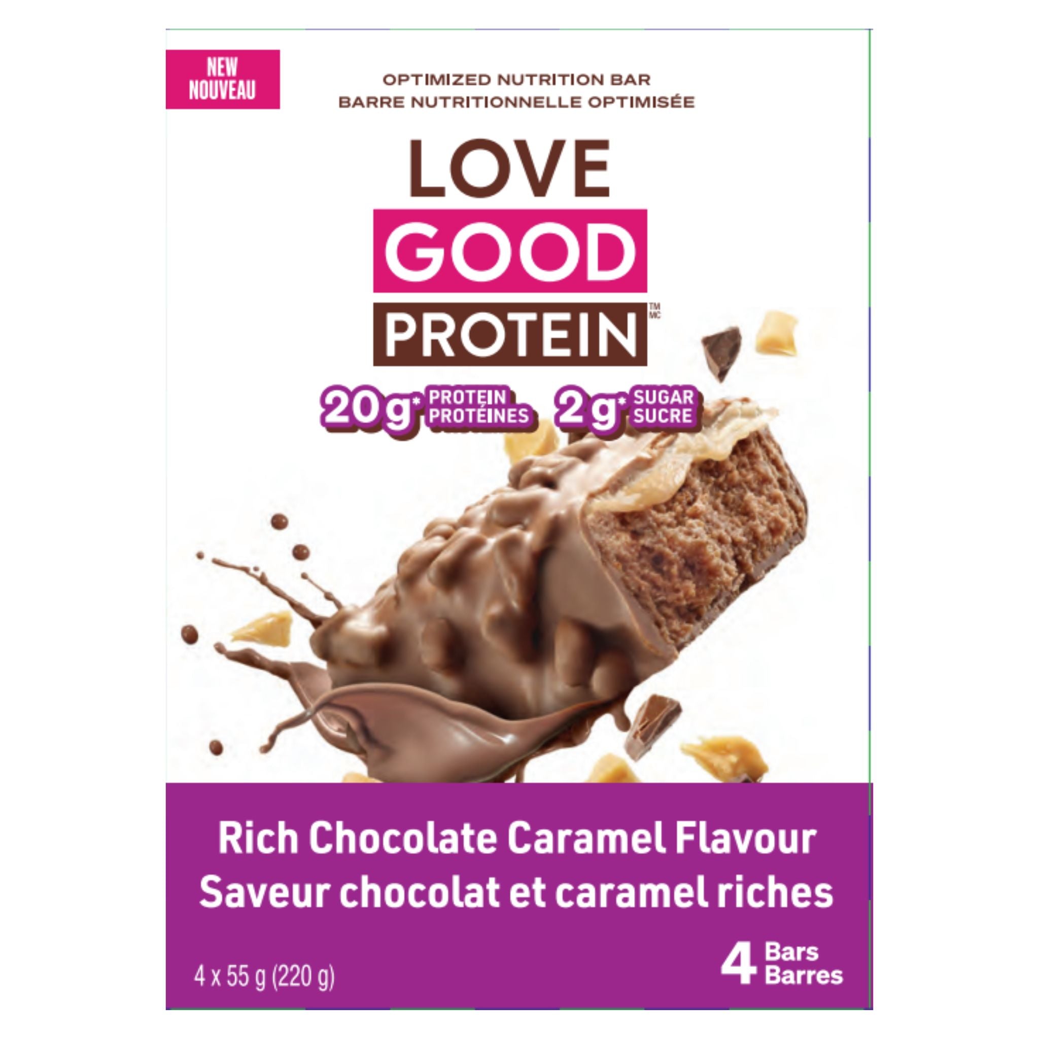Love Good Foods Chocolate Caramel Protein Bar 4 Count - Nature's Source Inc