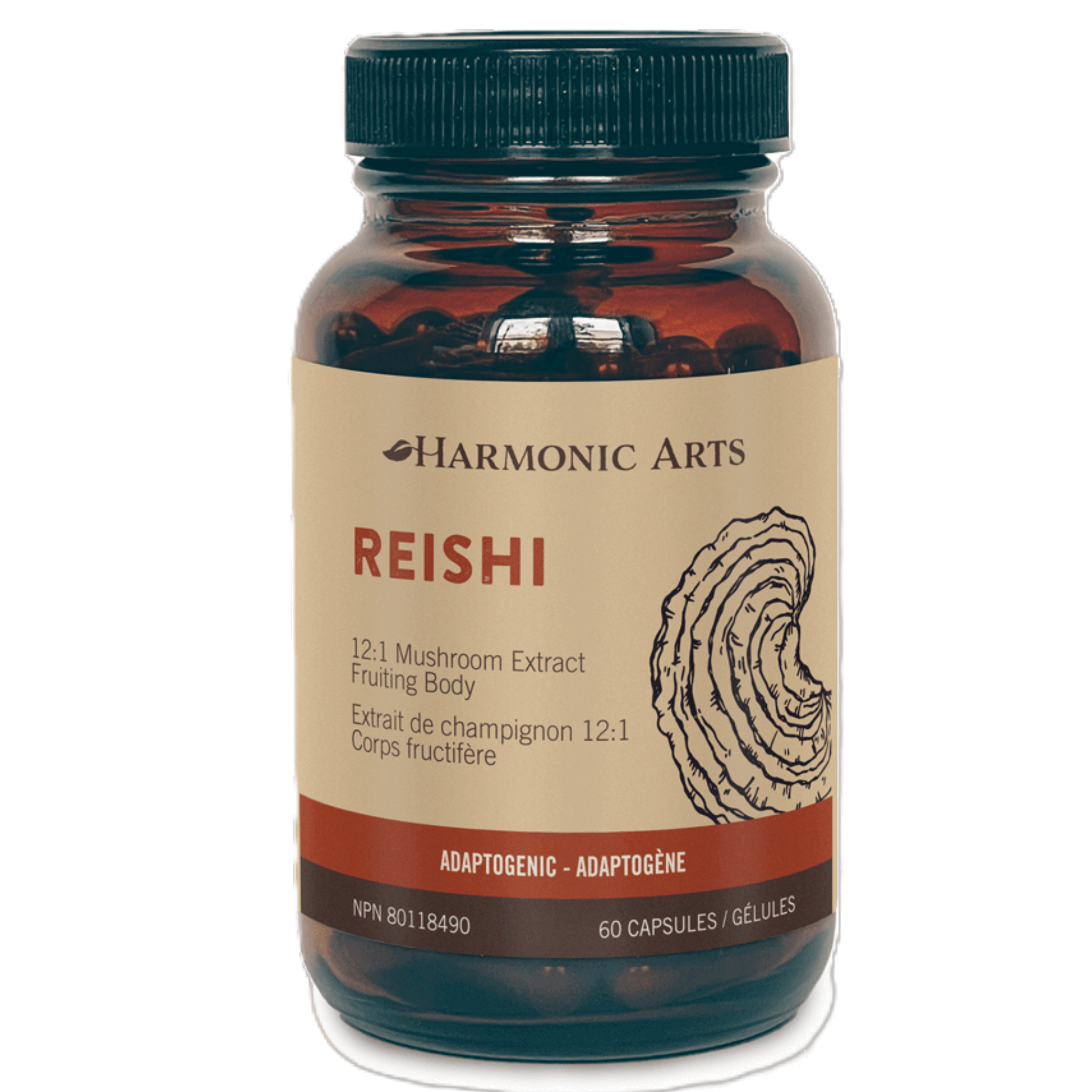 Harmonic Arts Reishi 12:1 Mushroom Extract 60 Capsules