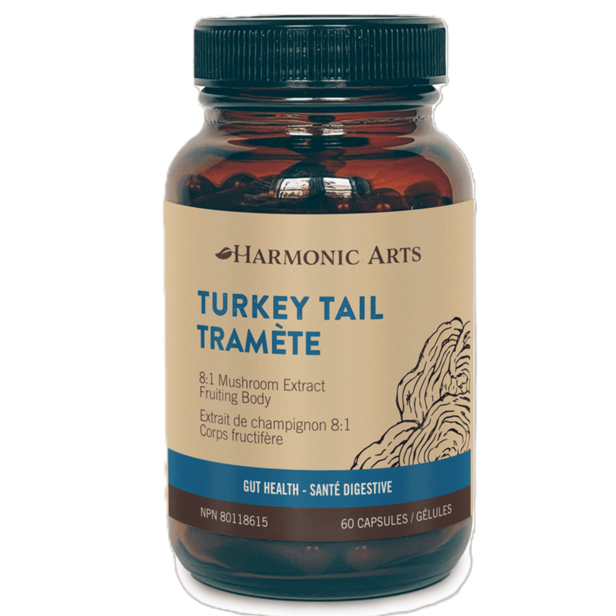 Harmonic Arts Turkey Tail 8:1 Mushroom Extract 60 Capsules