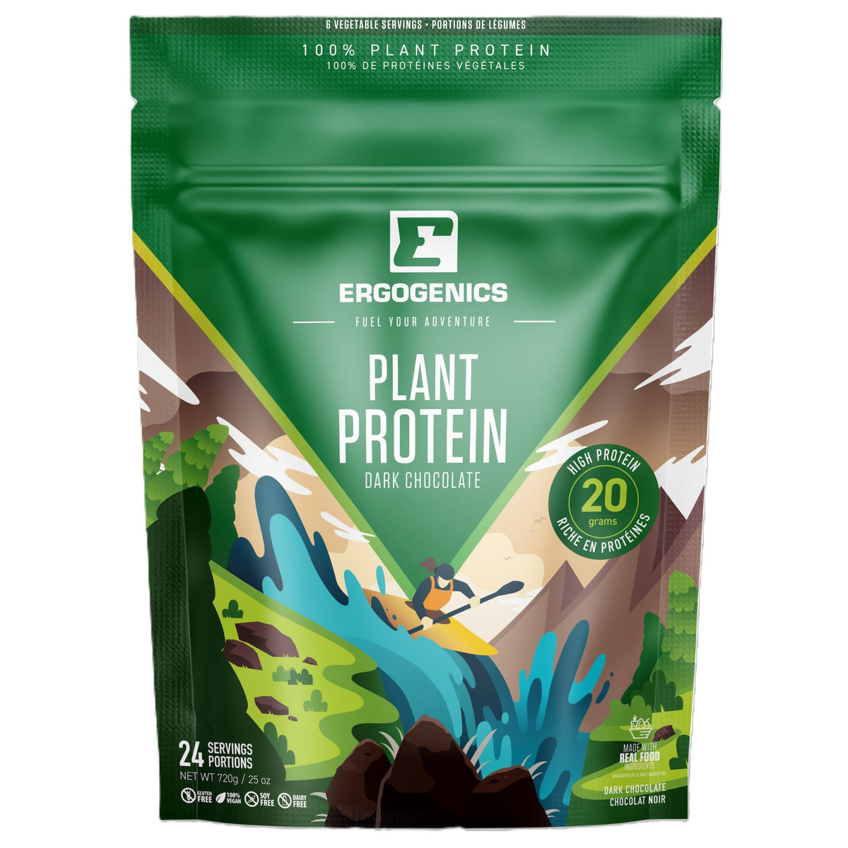 Ergogenics Nutrition Plant Protein Dark Chocolate 720g - Nature's Source Inc