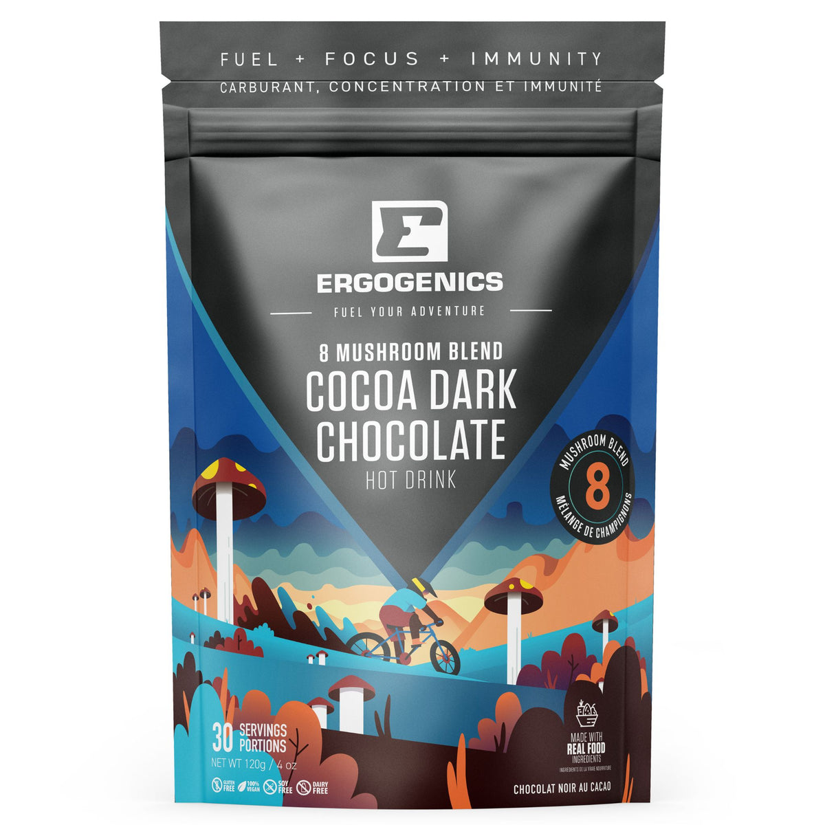Ergogenics Nutrition 8 Mushroom Hot Chocolate 120g - Nature's Source Inc