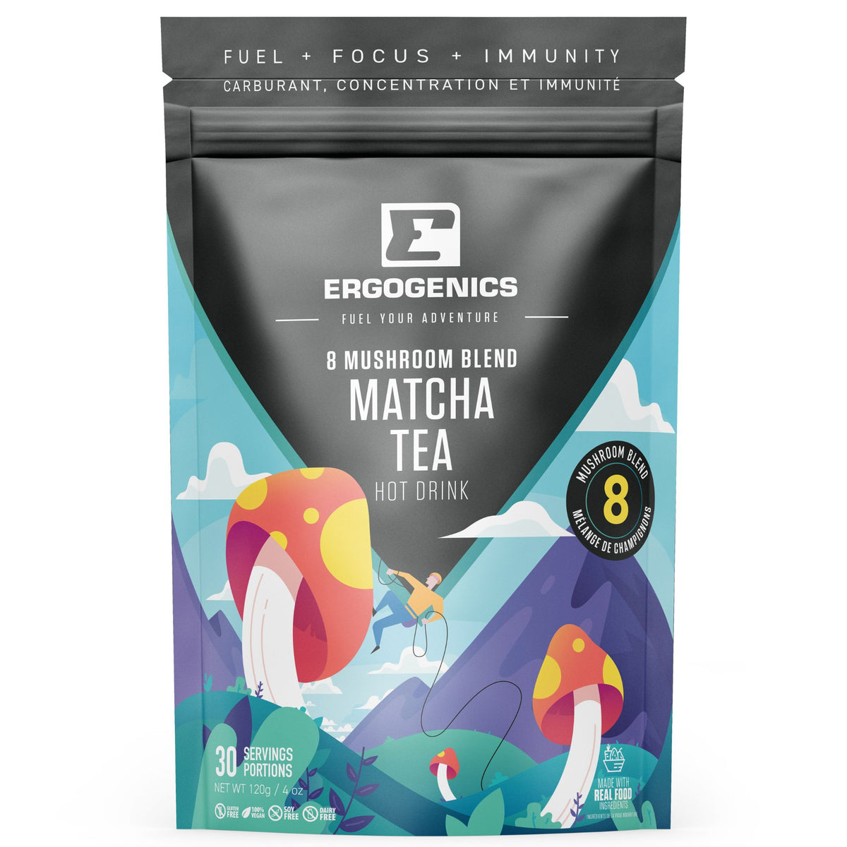 Ergogenics Nutrition 8 Mushroom Matcha Green Tea 120g - Nature's Source Inc
