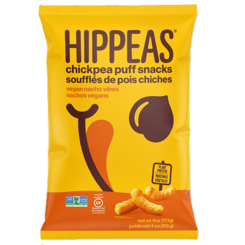 Hippeas Chickpea Puff Snacks Vegan Nacho Vibes 113g - Perfect Gluten-Free Snack For When You're Craving Something Crunchy And Salty, Healthy Chip Alternative, A Good Source Of Plant-Based Protein